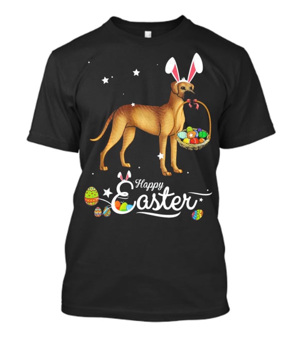 Happy Easter Great Dane Bunny Ears With Eggs Basket T-Shirt