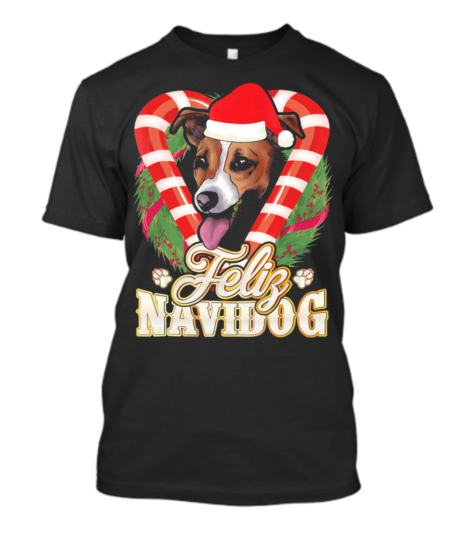 Feliz Navidog Jack Russell Terrier Santa Claus T-Shirt