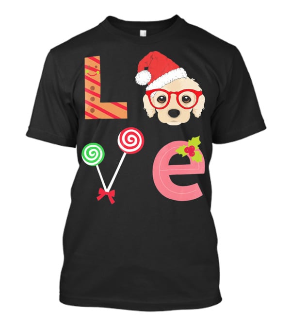 Love Cocker Spaniel Santa Christmas Dog Lollipop Glasses T-Shirt