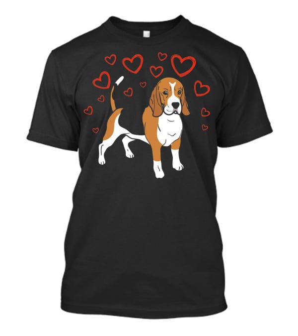 Beagle Surrounded By Hearts Valentine T-Shirt