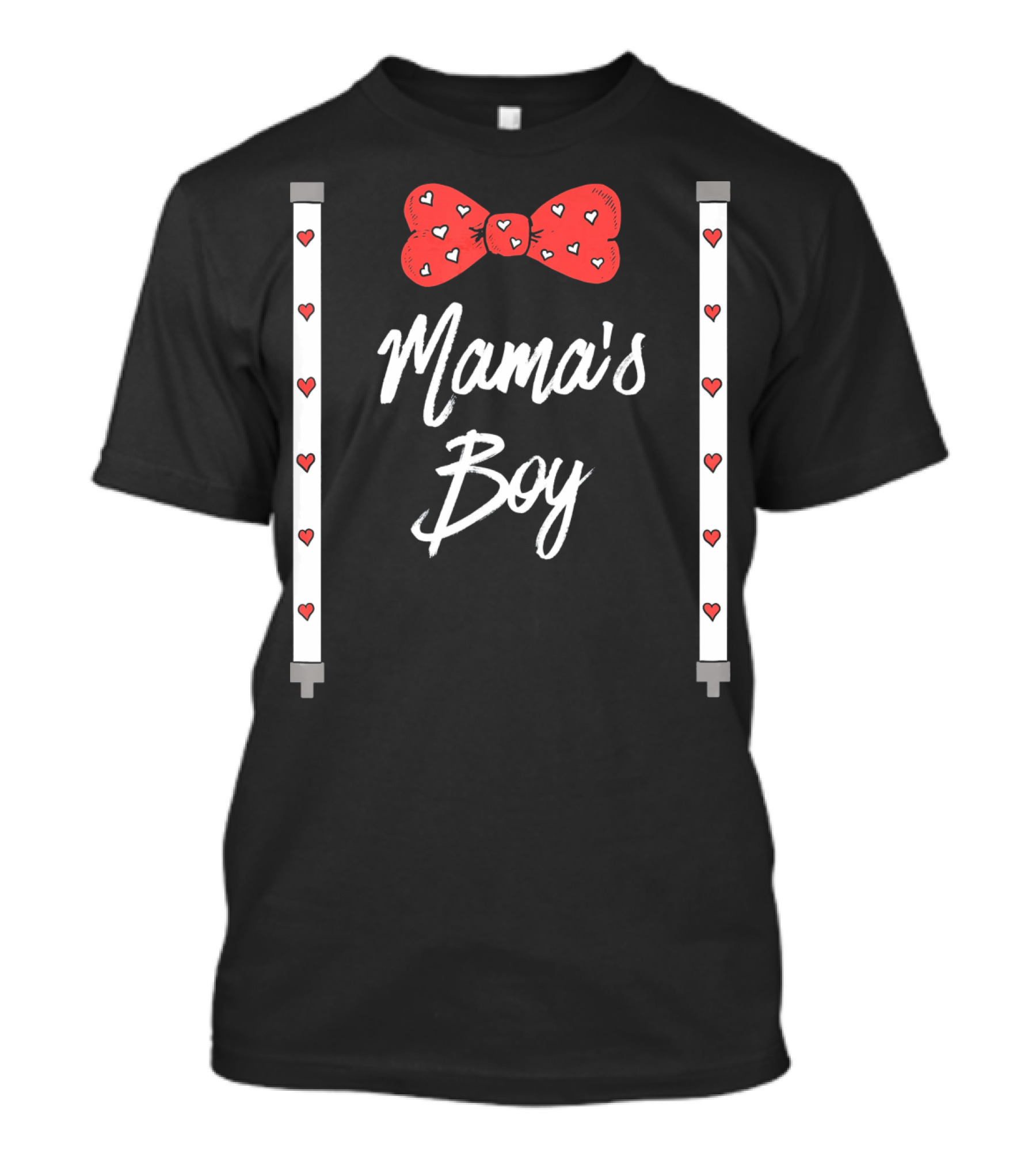 Mama's Boy Valentine's Day Red Heart Bowtie T-Shirt
