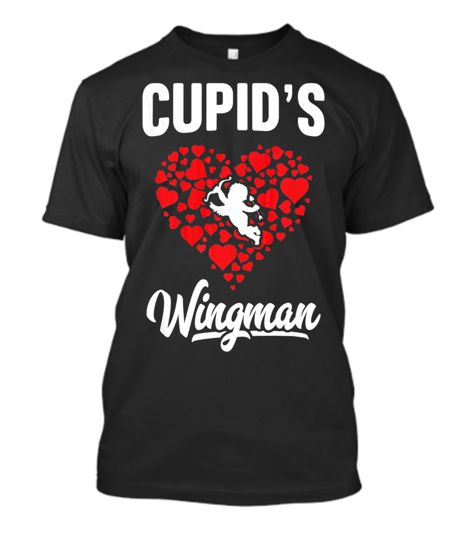 Cupid's Wingman Funny Kids Valentines Day Heart And Cherub T-Shirt