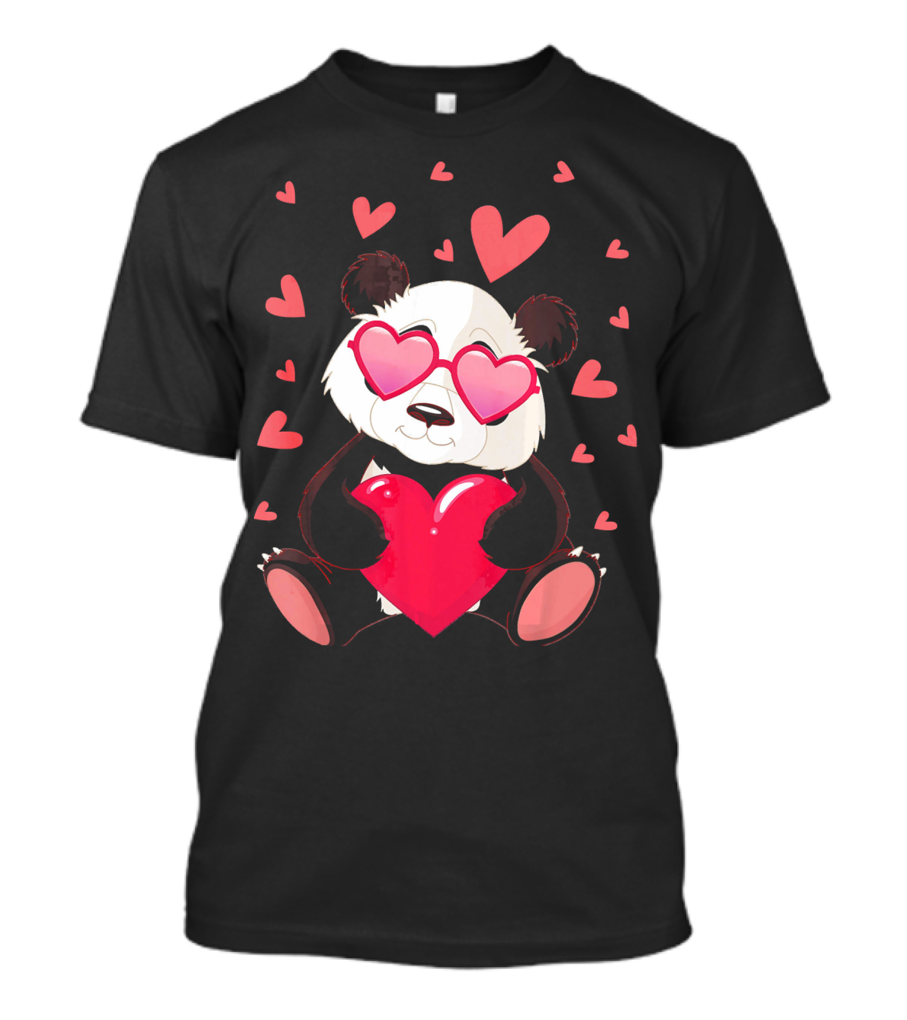 Cute Panda With Heart Glasses Valentines Day T-Shirt