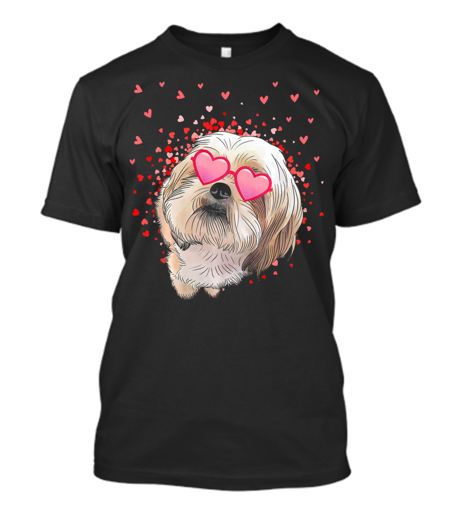 Cute Shih Tzu Heart Glasses Valentine's Day Hearts T-Shirt