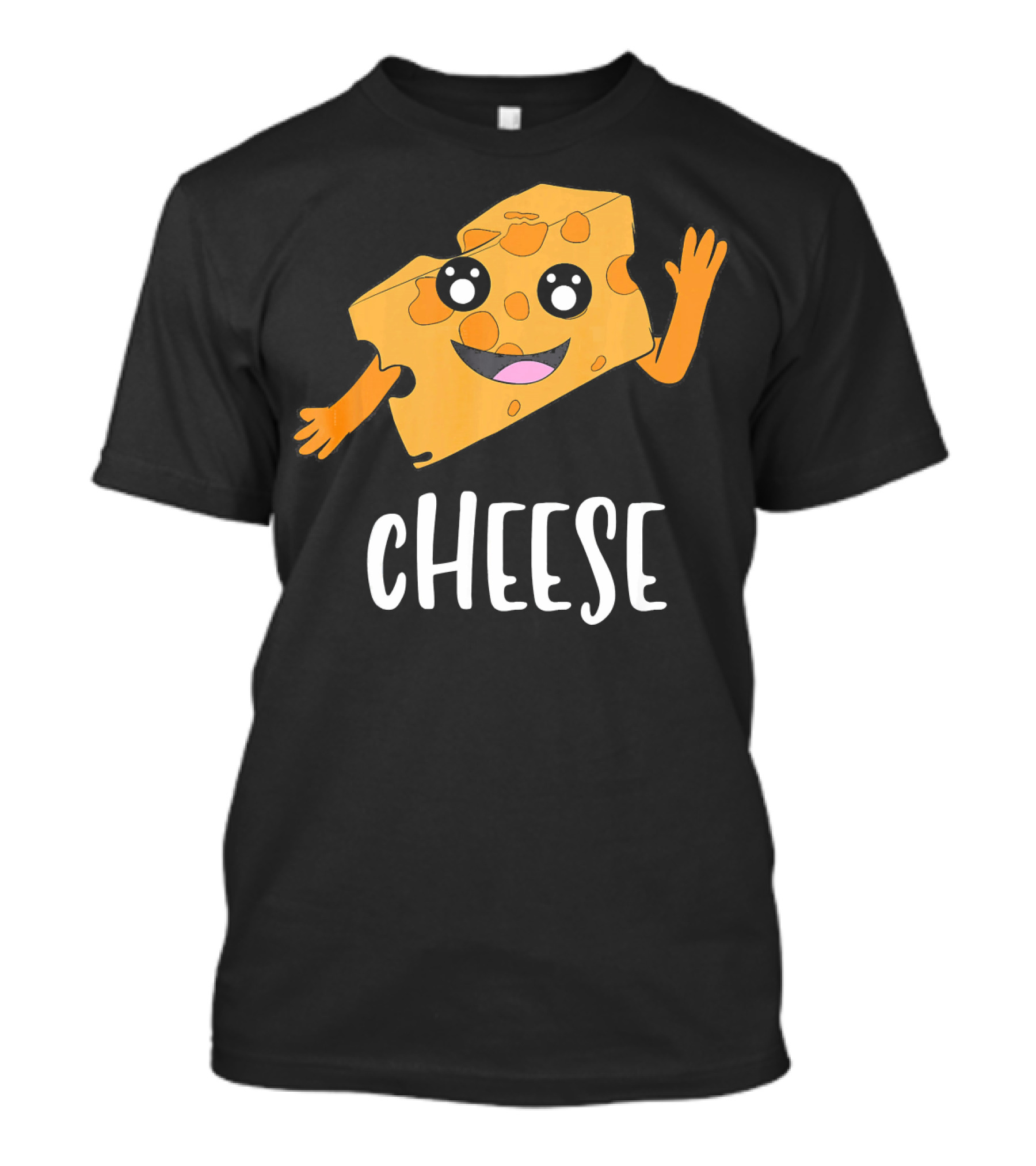 CHEESE Smiling Cartoon Cheese With Happy Face And Waving Arms T-Shirt