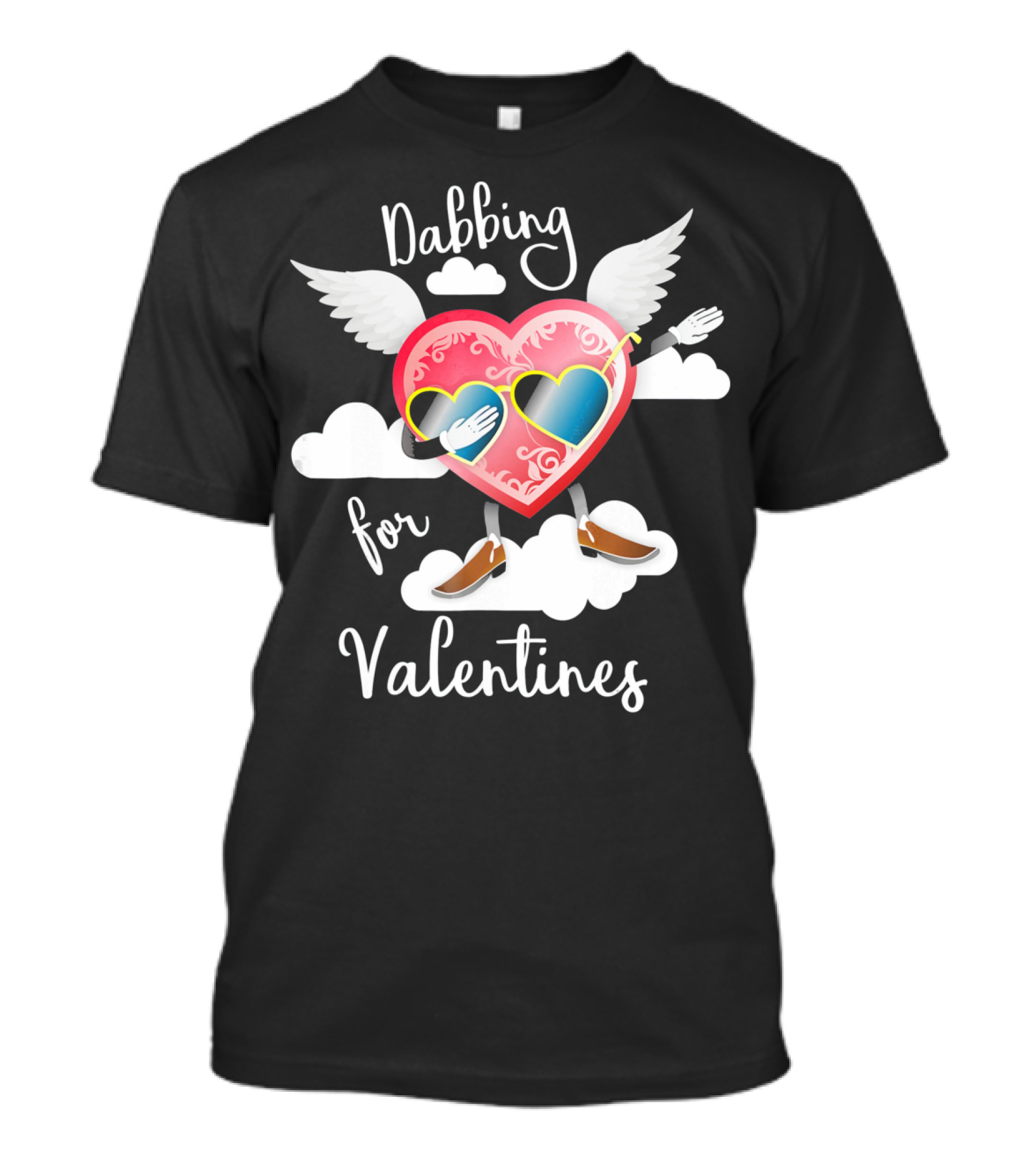 Dabbing Heart With Wings And Clouds For Valentines Kids Day T-Shirt
