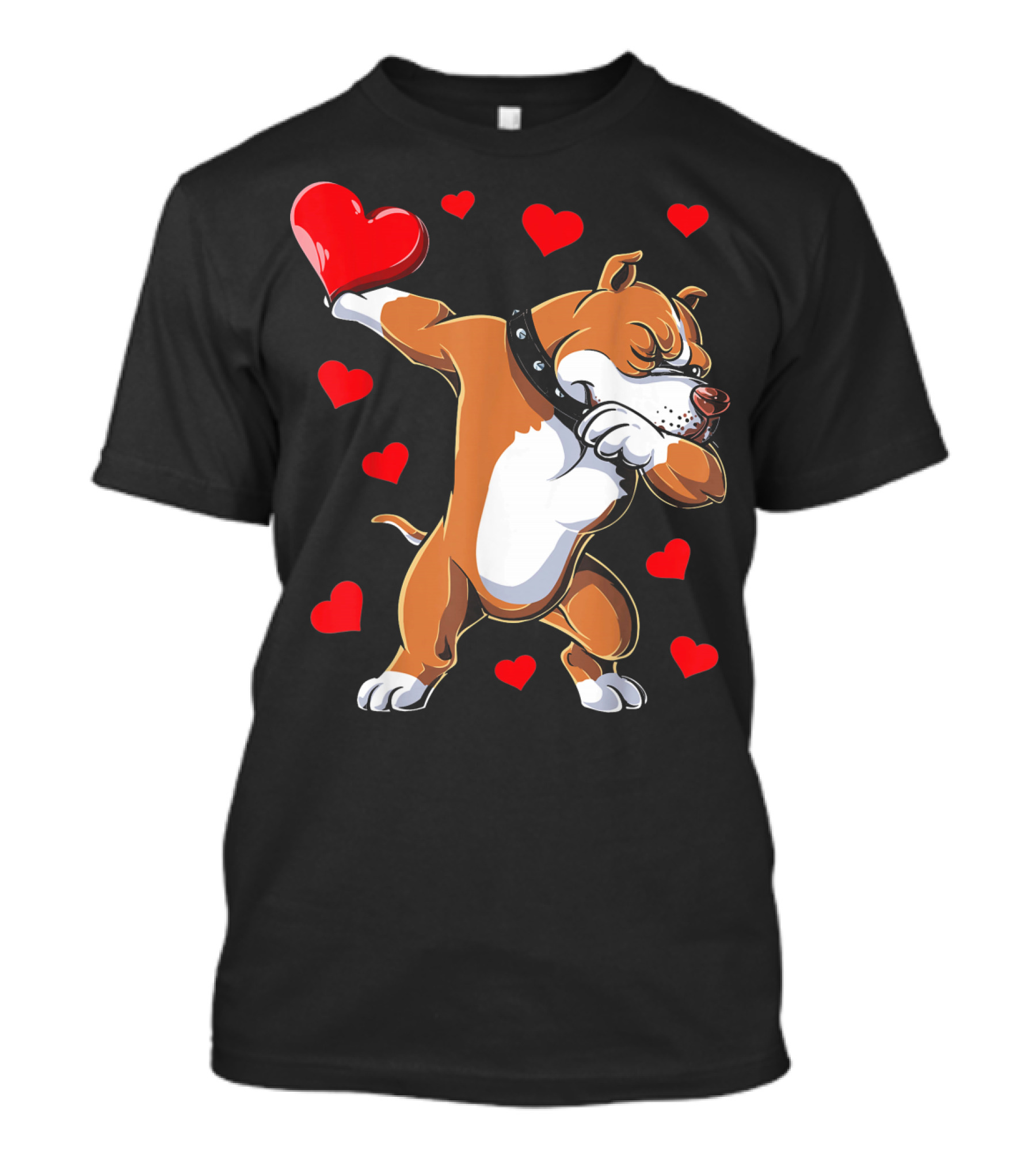 Valentines Day Dabbing Pit Bull With Hearts T-Shirt
