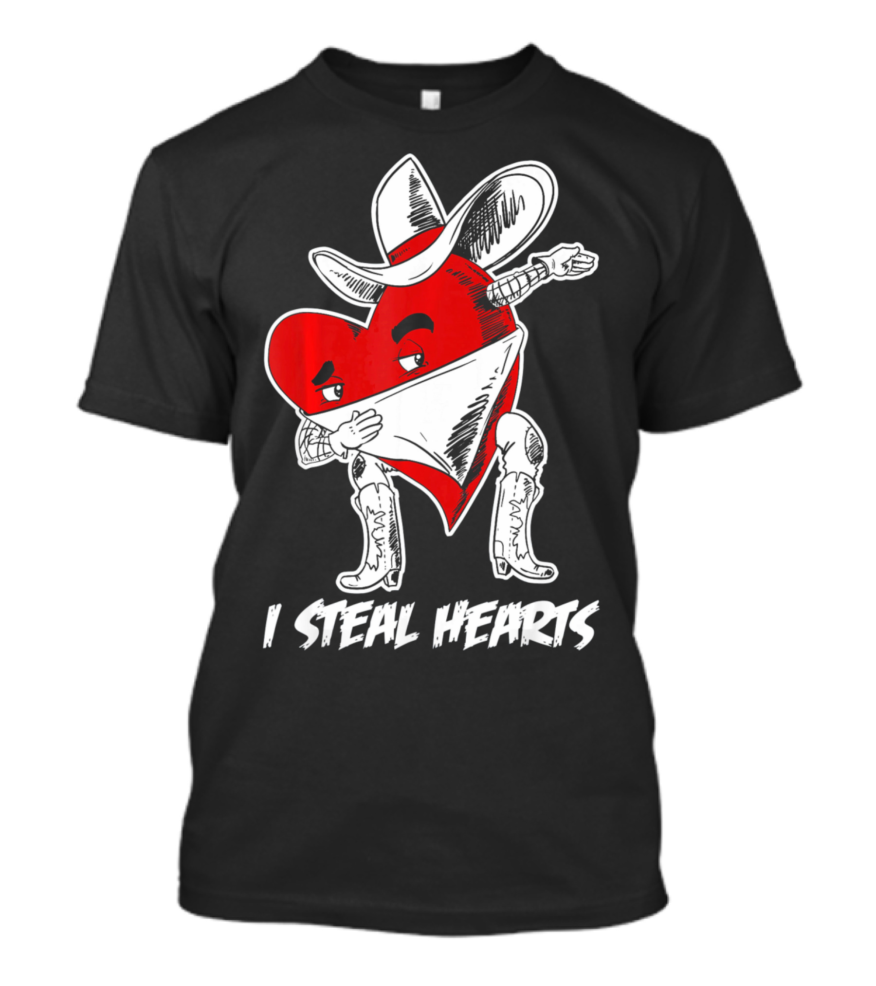 Dabbing Cowboy Heart I Steal Hearts Valentine's Vintage T-Shirt