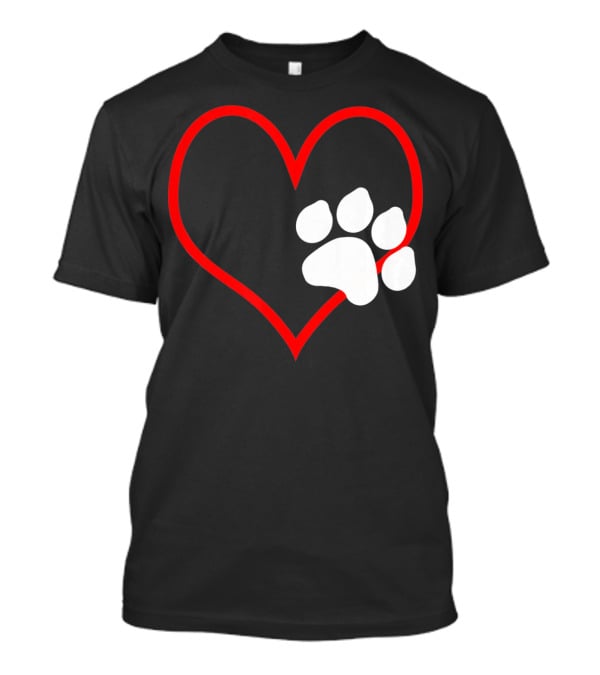 Dog And Cat Owner Valentine's Day Heart With Paw Prints T-Shirt