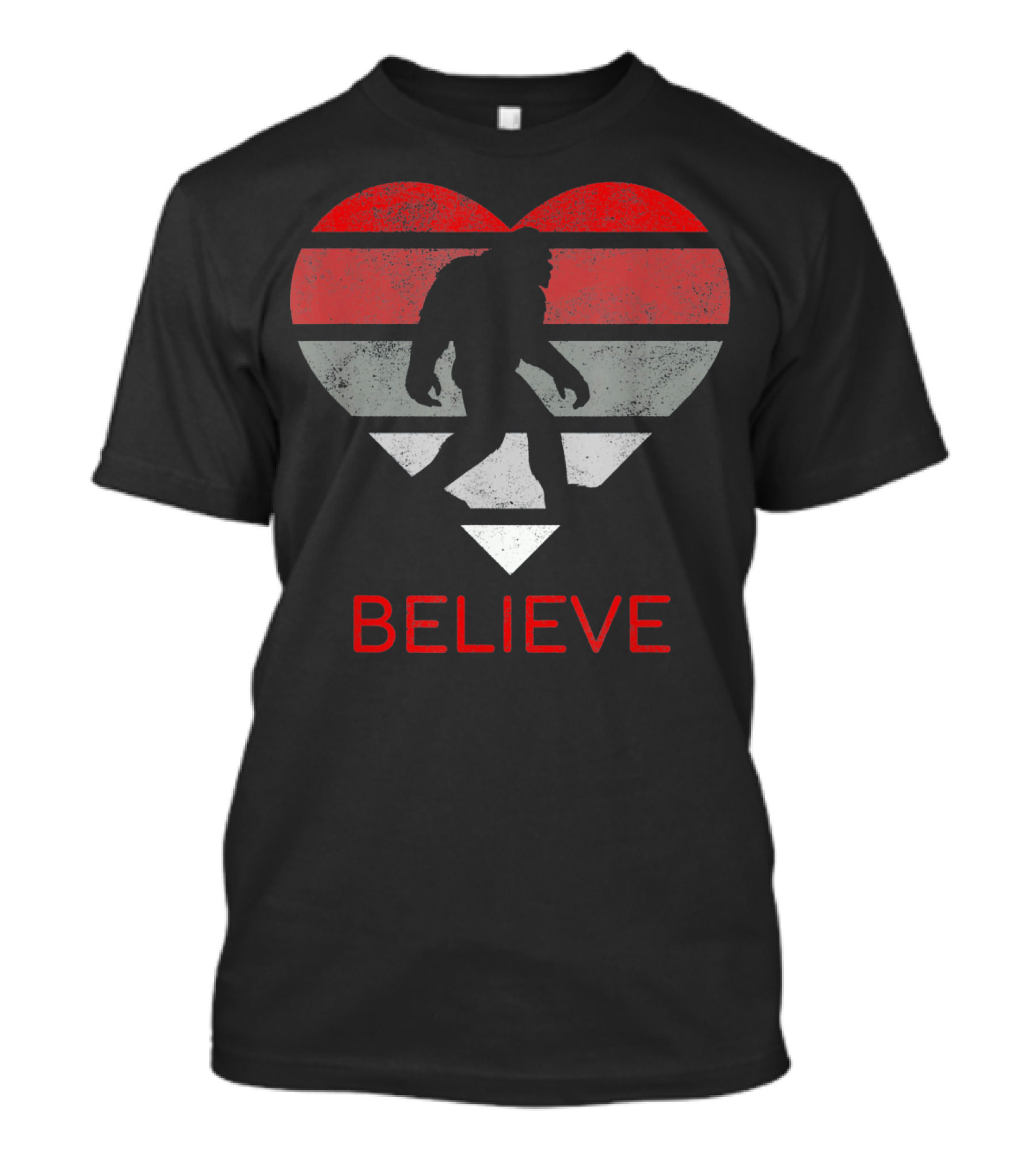 Believe Bigfoot Heart Valentines Day Love T-Shirt