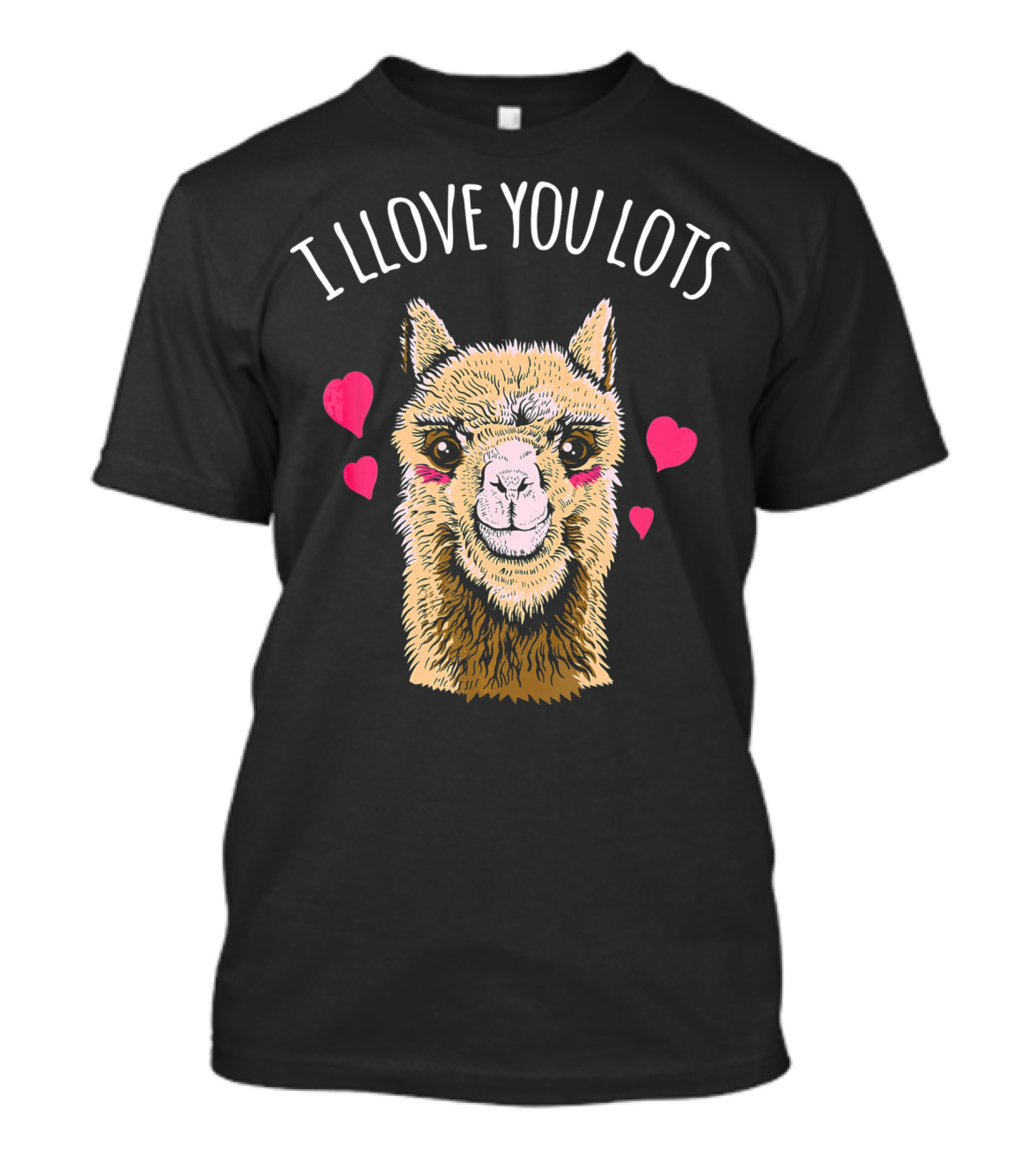 I Llove You Lots Funny Llama Valentines Day Hearts T-Shirt