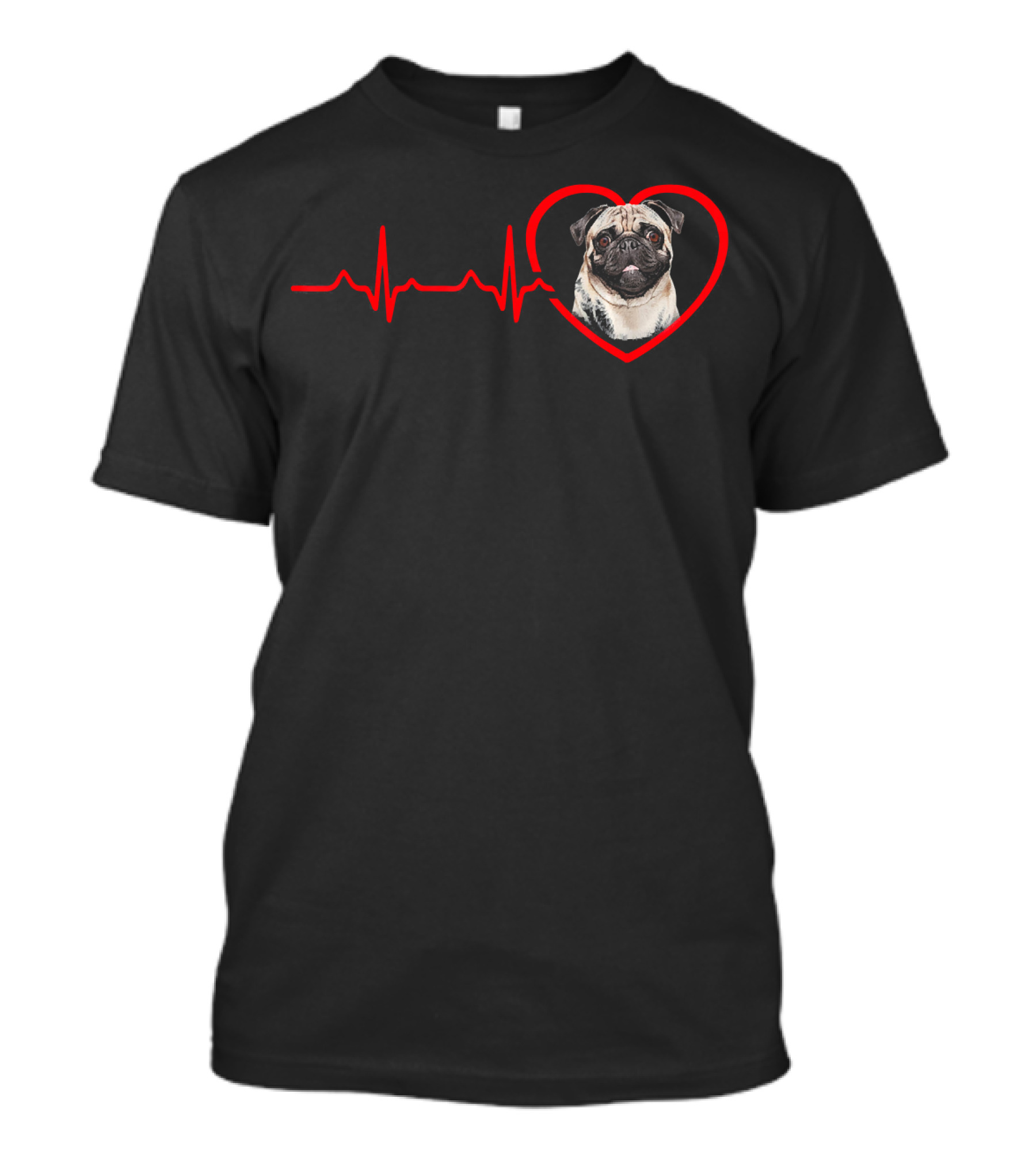 Funny Valentines Pug Heartbeat Dog Love T-Shirt
