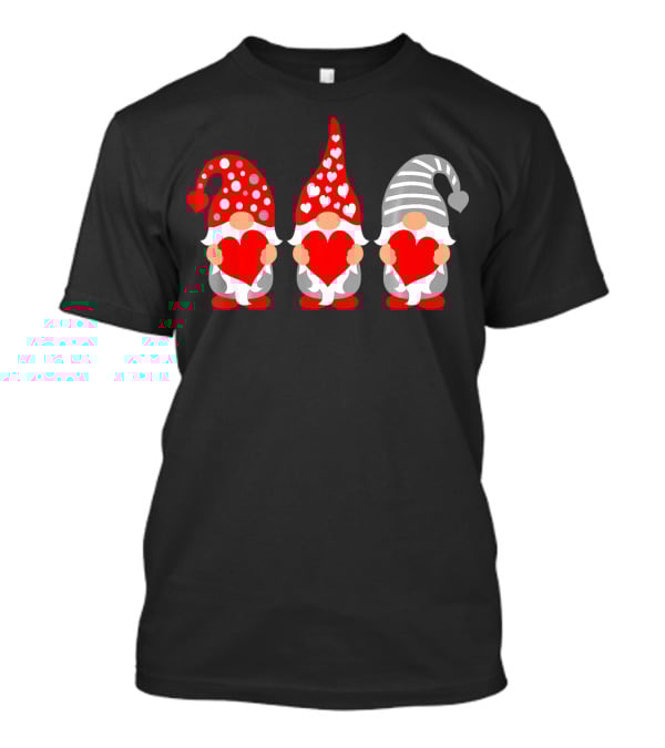 Gnomes Holding Hearts Valentine's Day Festive Hat Trio T-Shirt