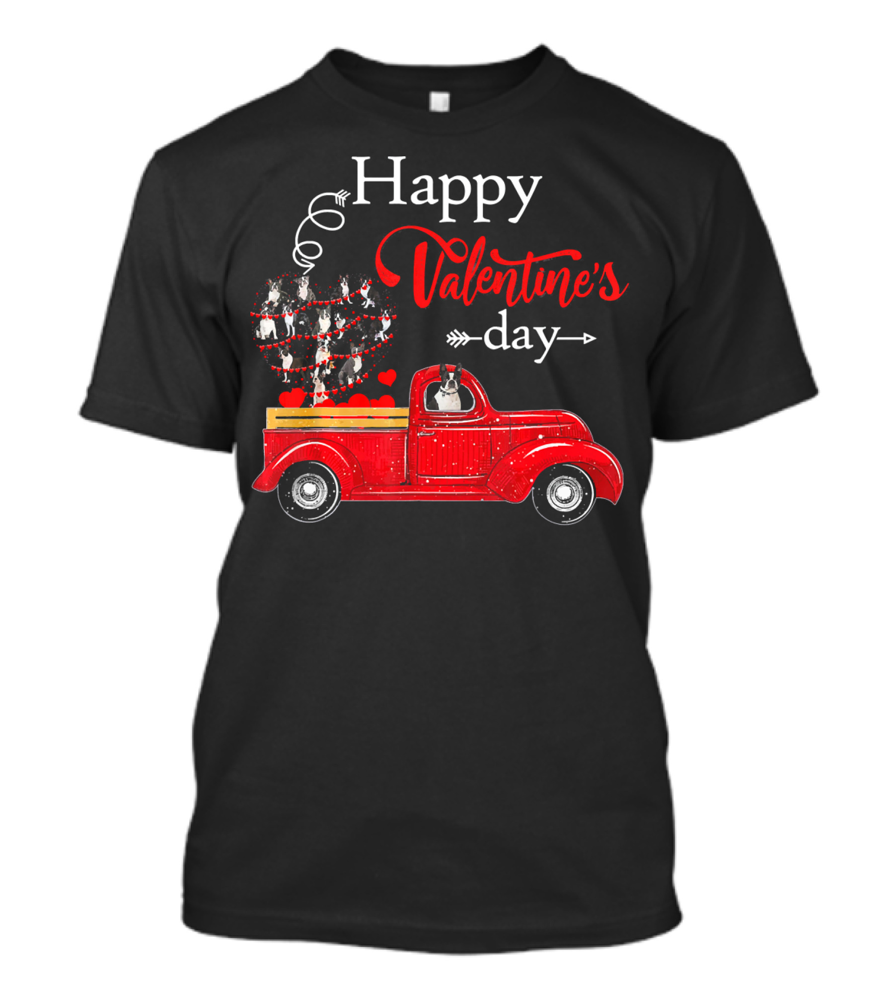 Happy Valentine's Day Truck With Heart And Love Balloons T-Shirt
