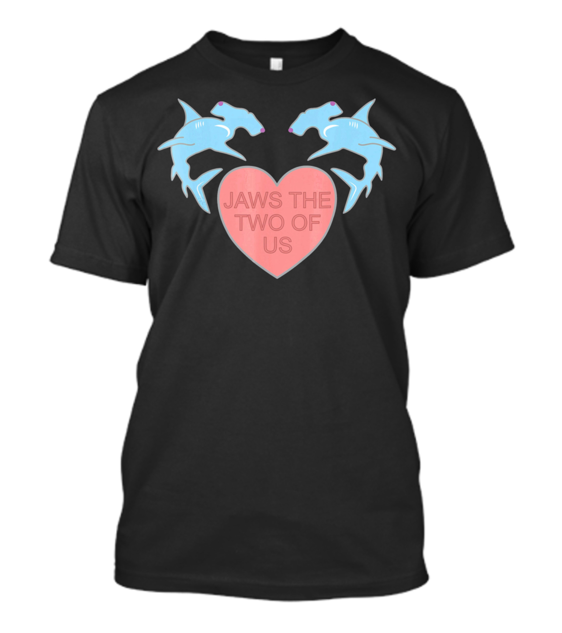 Jaws The Two Of Us Valentines Heart With Hammerhead Sharks T-Shirt