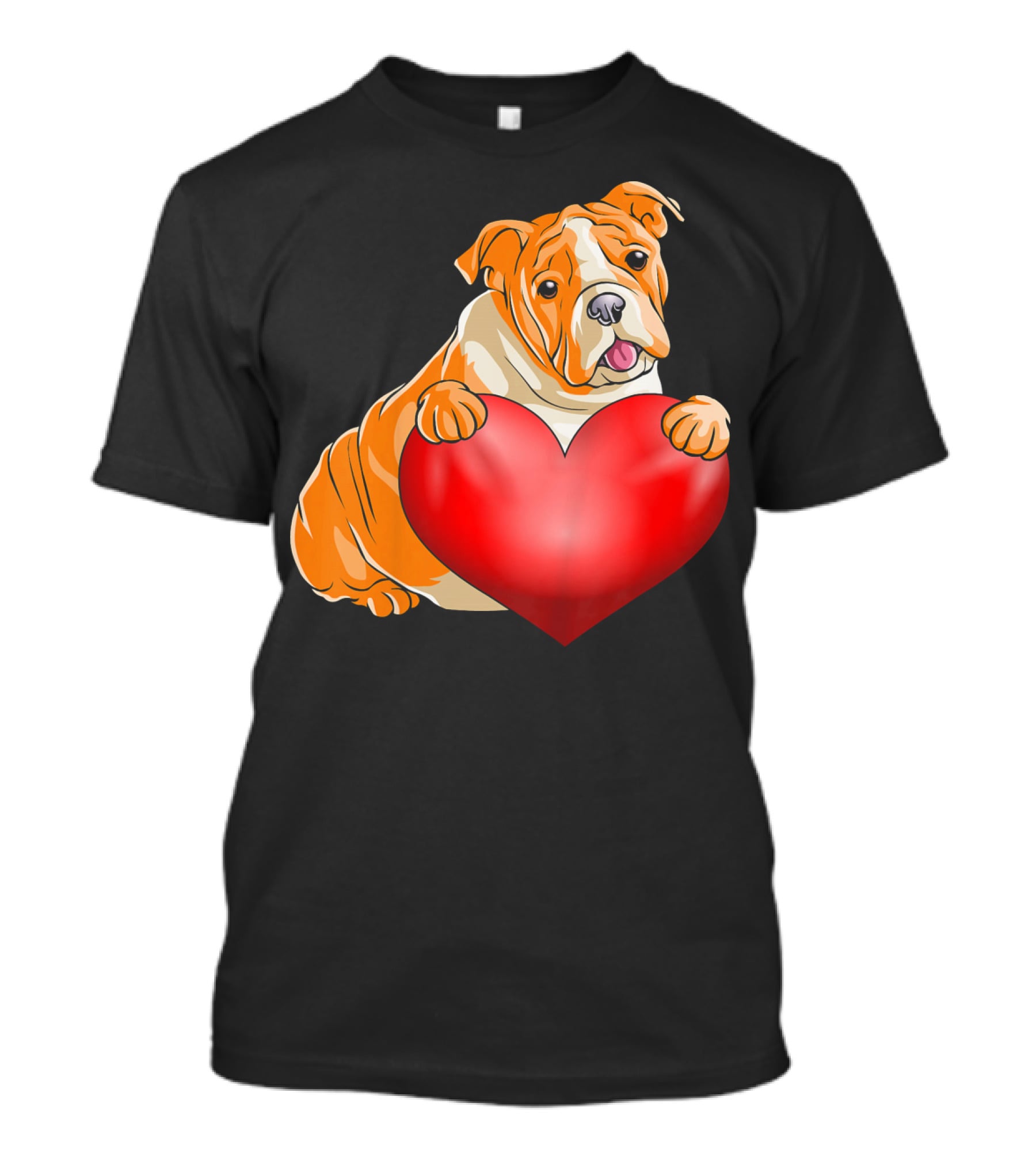 Kids Valentines Day Bulldog Heart Dog T-Shirt