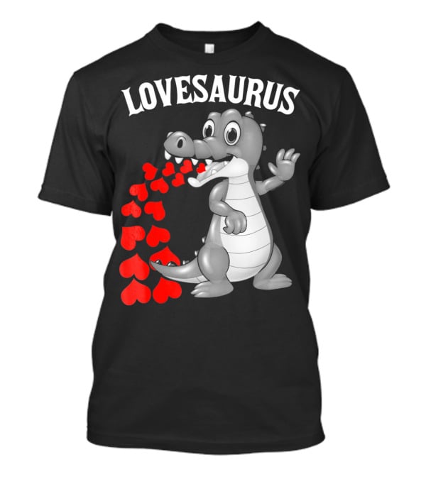 LOVESAURUS Kids Valentines Day Dinosaur Hearts T-Shirt