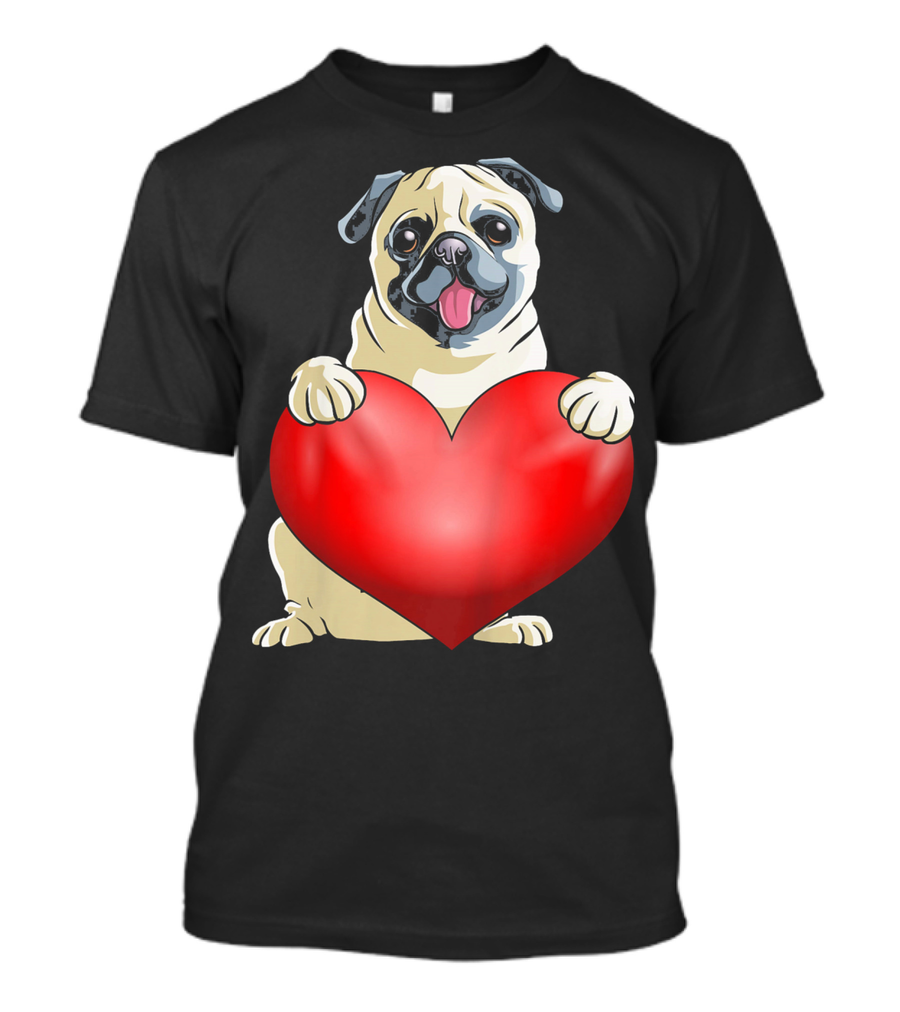 Kids Valentines Day Pug Dog Heart T-Shirt