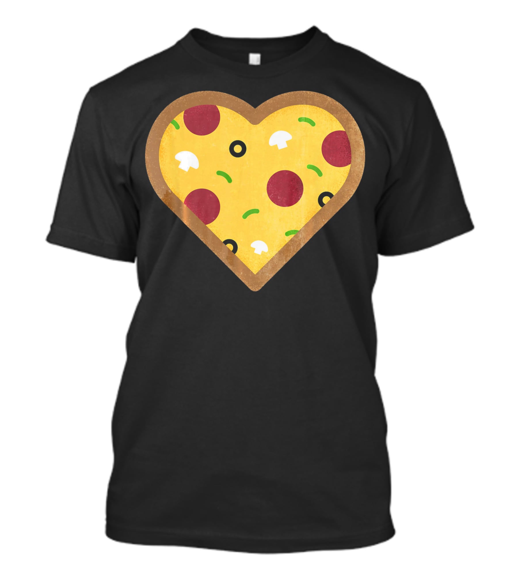 Pizza Heart Toppings Punny Pepperoni Olive Mushroom T-Shirt