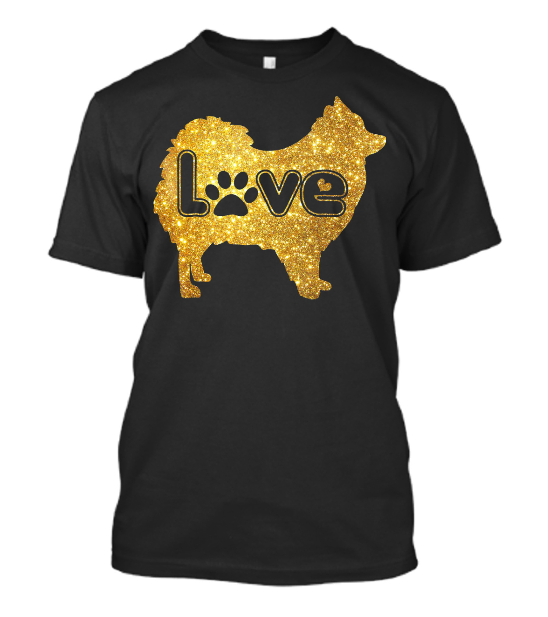Pomeranian Love Gold Sparkle Paw Valentine T-Shirt
