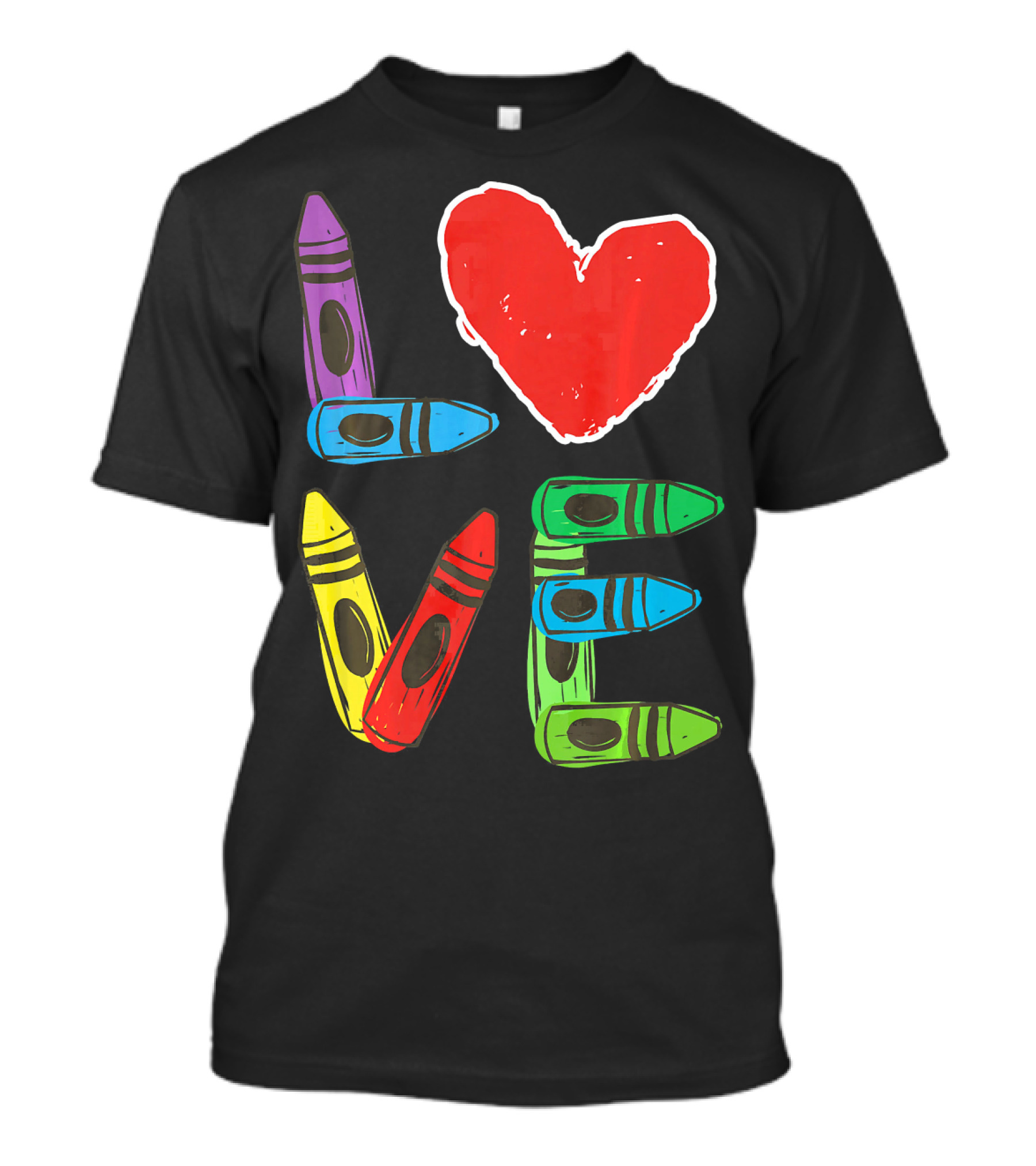 Love Crayon Heart Preschool Teacher Valentines Day T-Shirt