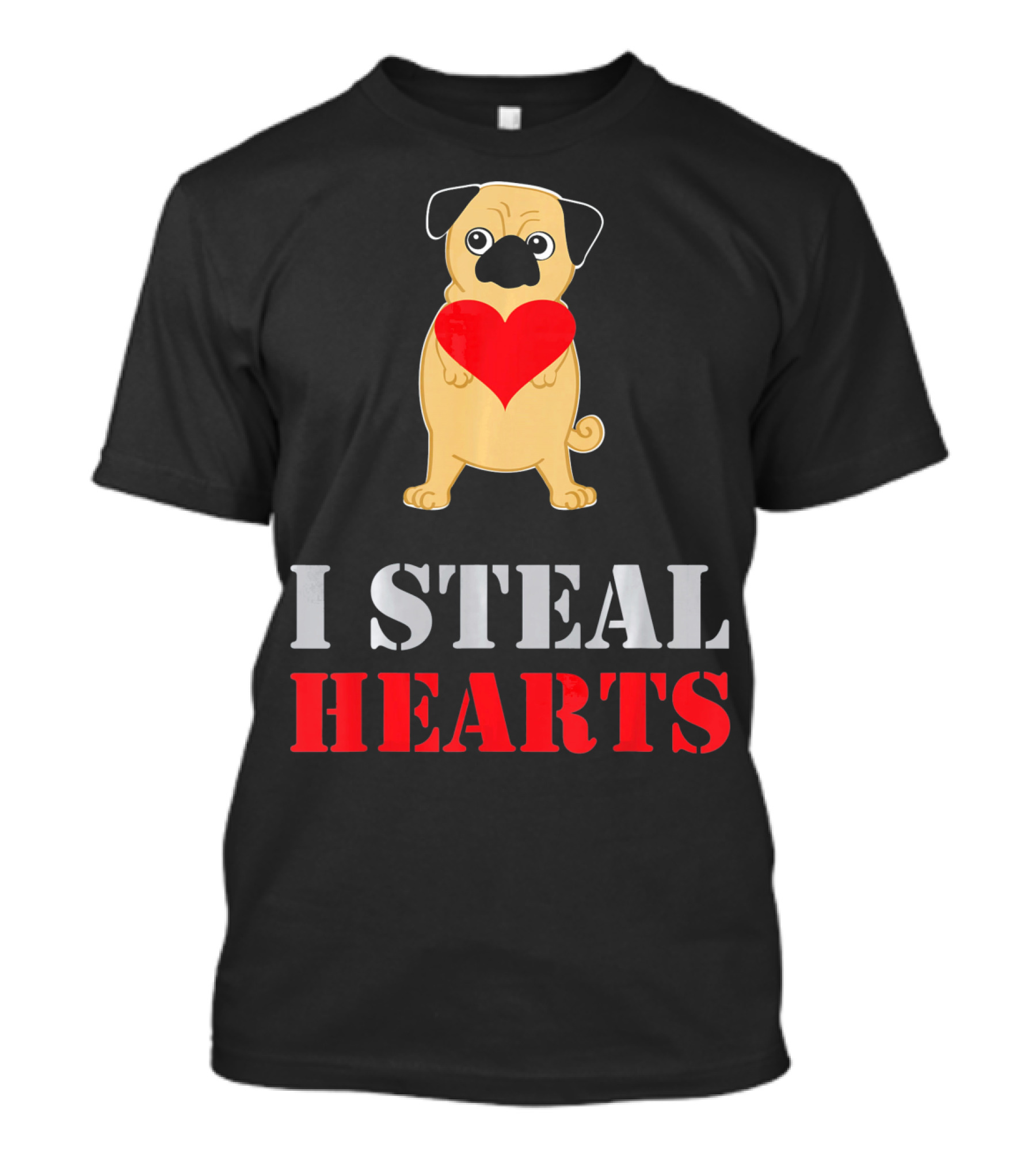 Pug Dog I Steal Hearts Valentine T-Shirt