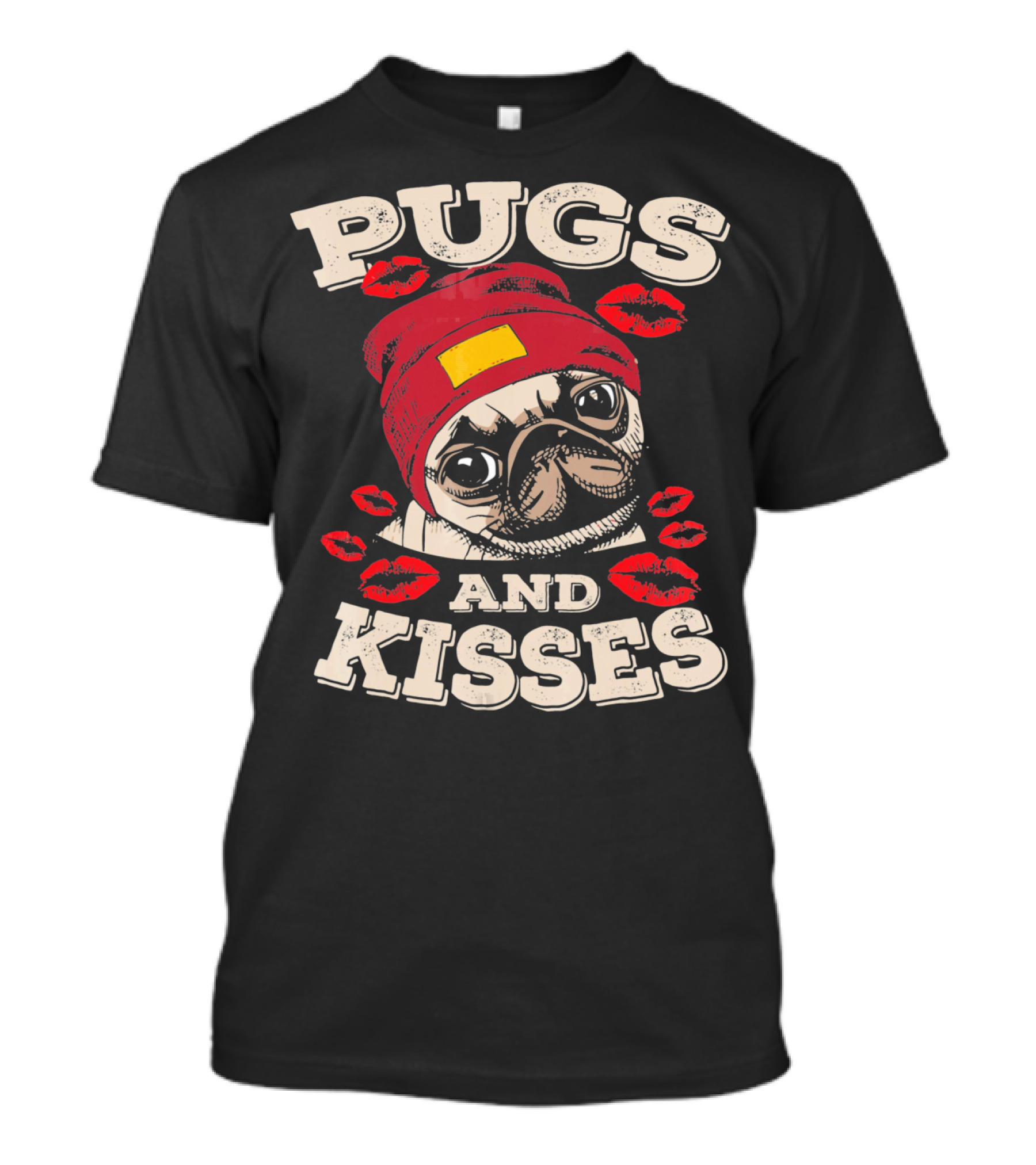 Pugs And Kisses Funny Dog Lovers Pet Valentine Lips Beanie T-Shirt