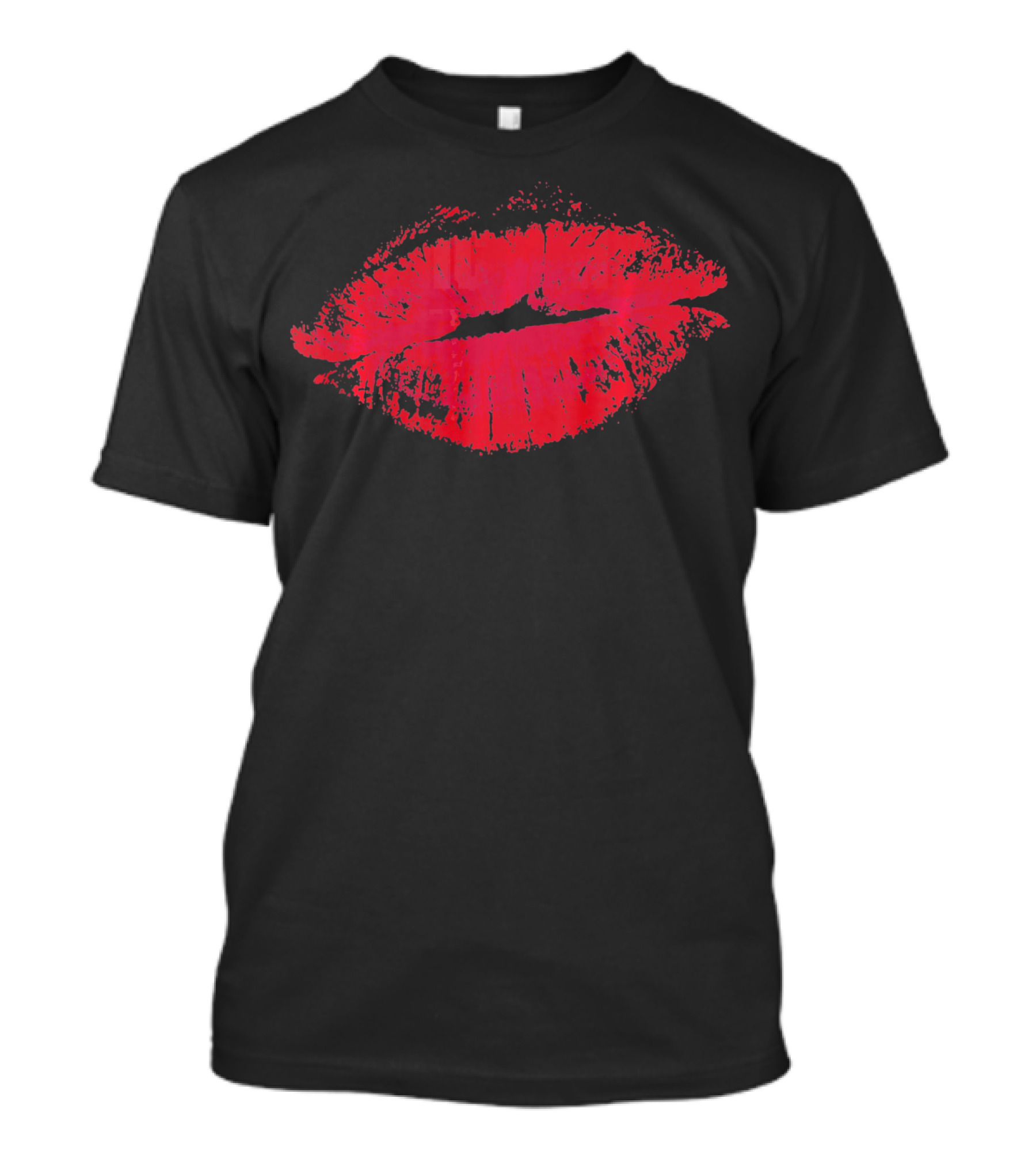 Red Lips Kiss Valentines Day Lipstick Print T-Shirt
