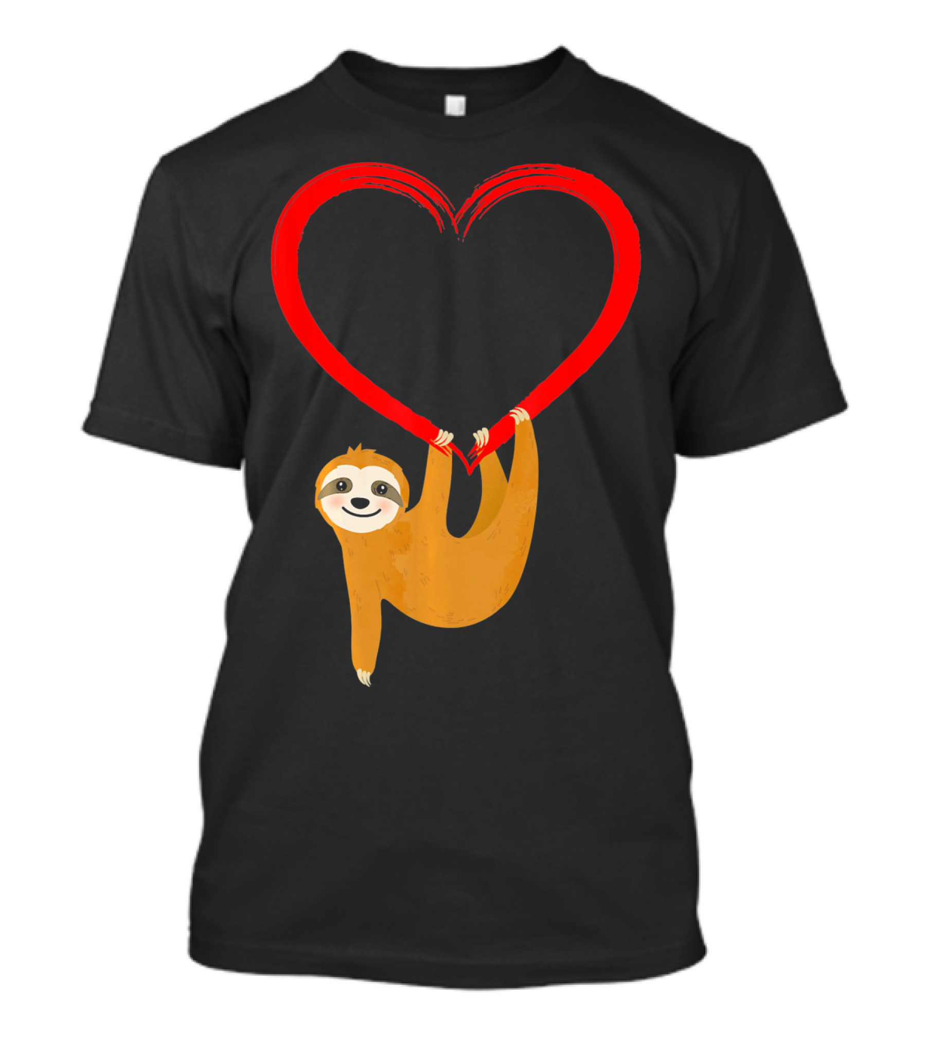 Valentines Day Sloth Hanging On Heart T-Shirt