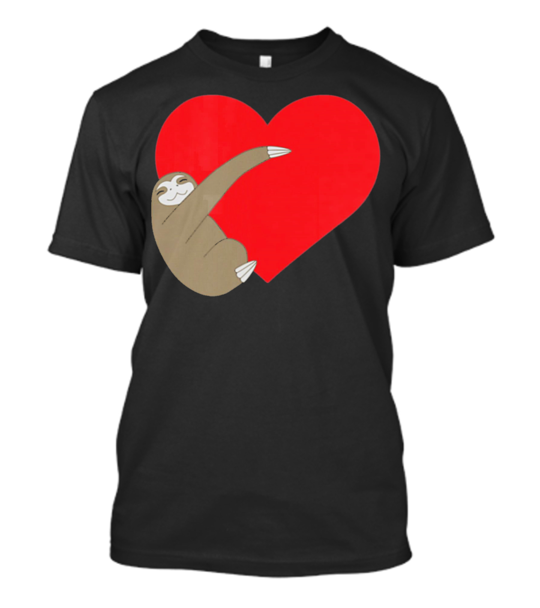 Sloth Hugging Heart Cute Pocket Va T-Shirt