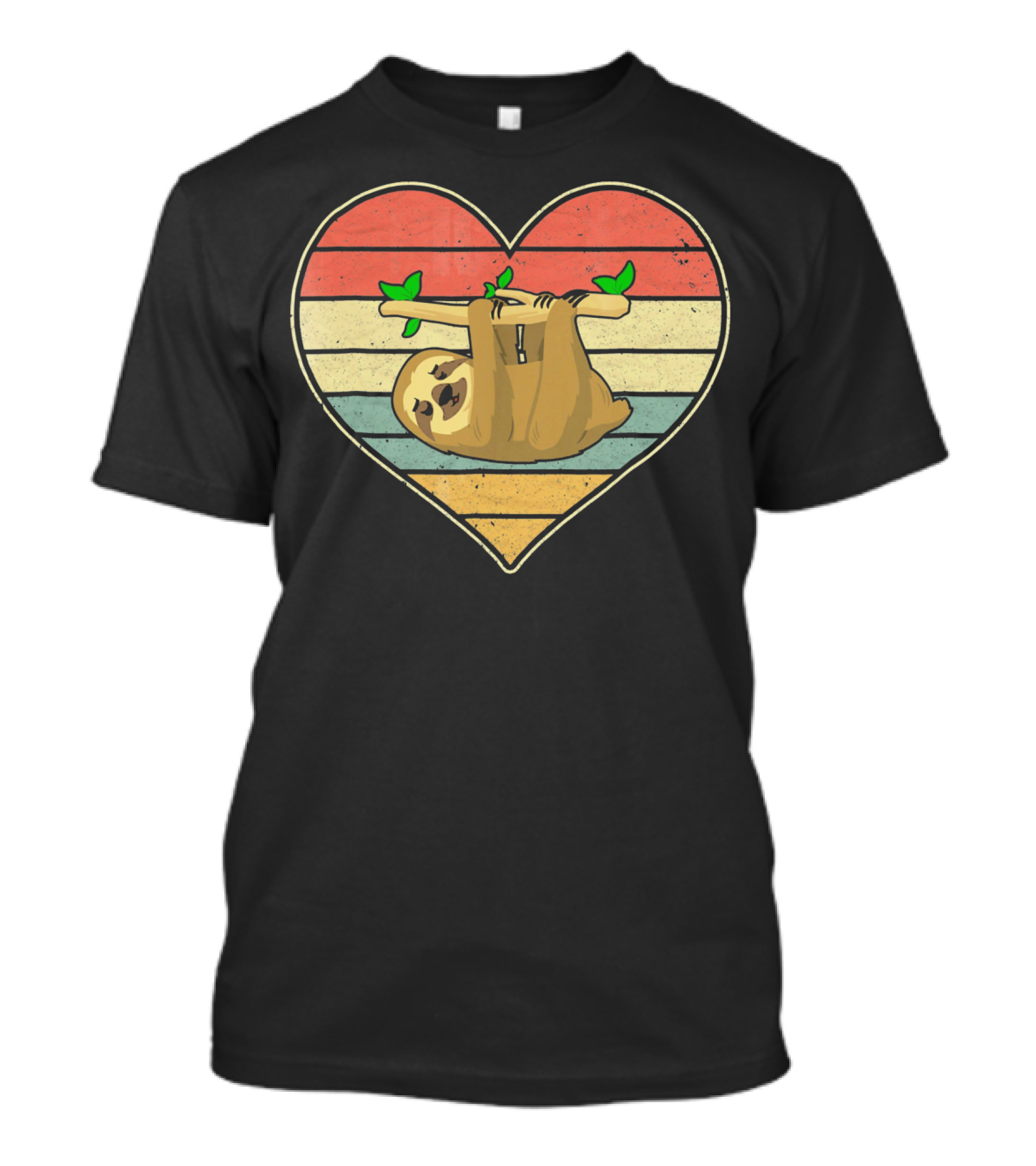 Vintage Sloth Hanging In Striped Heart For Val T-Shirt