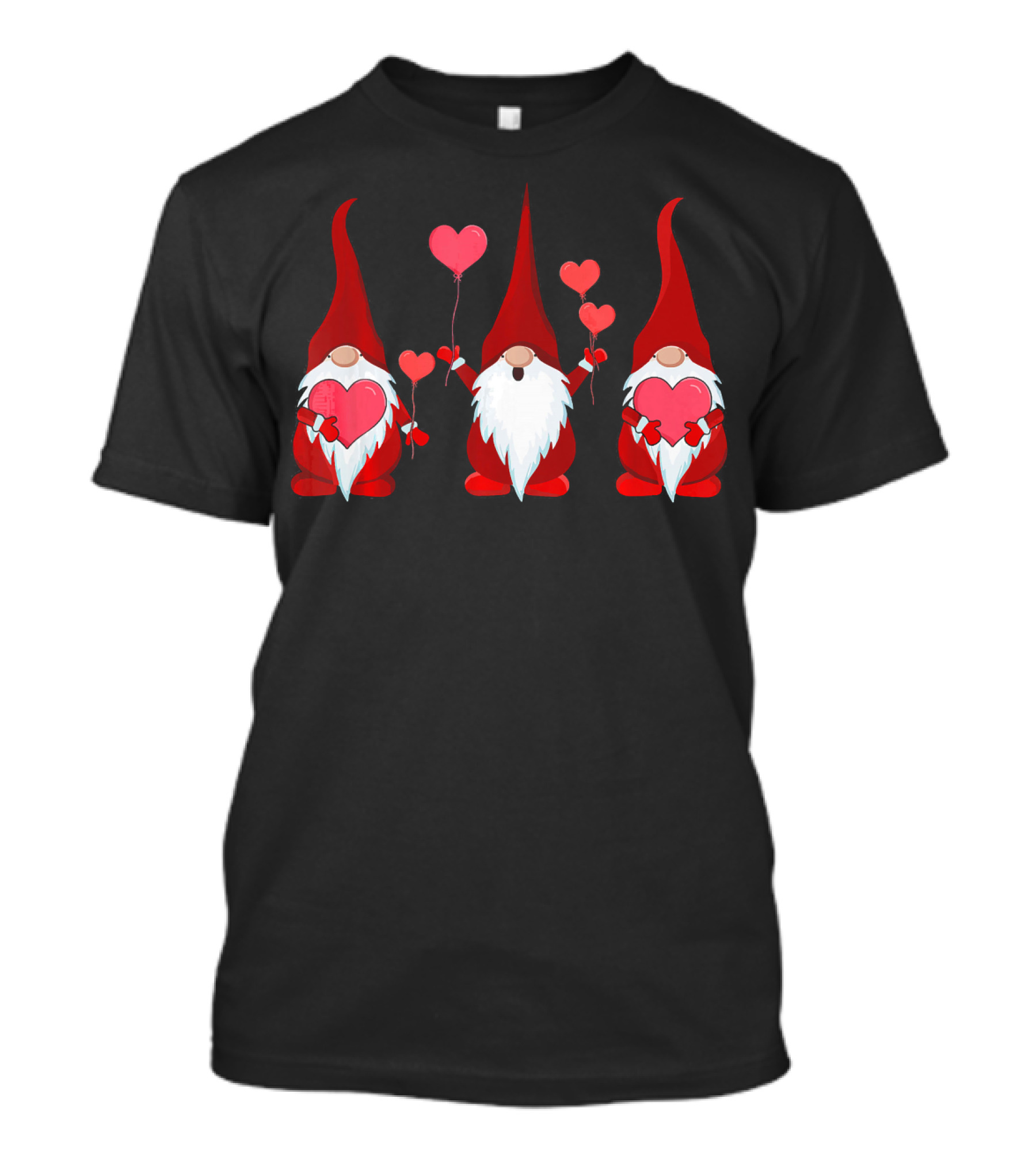 Tree Gnomes Holding Heart Balloons Valentines T-Shirt