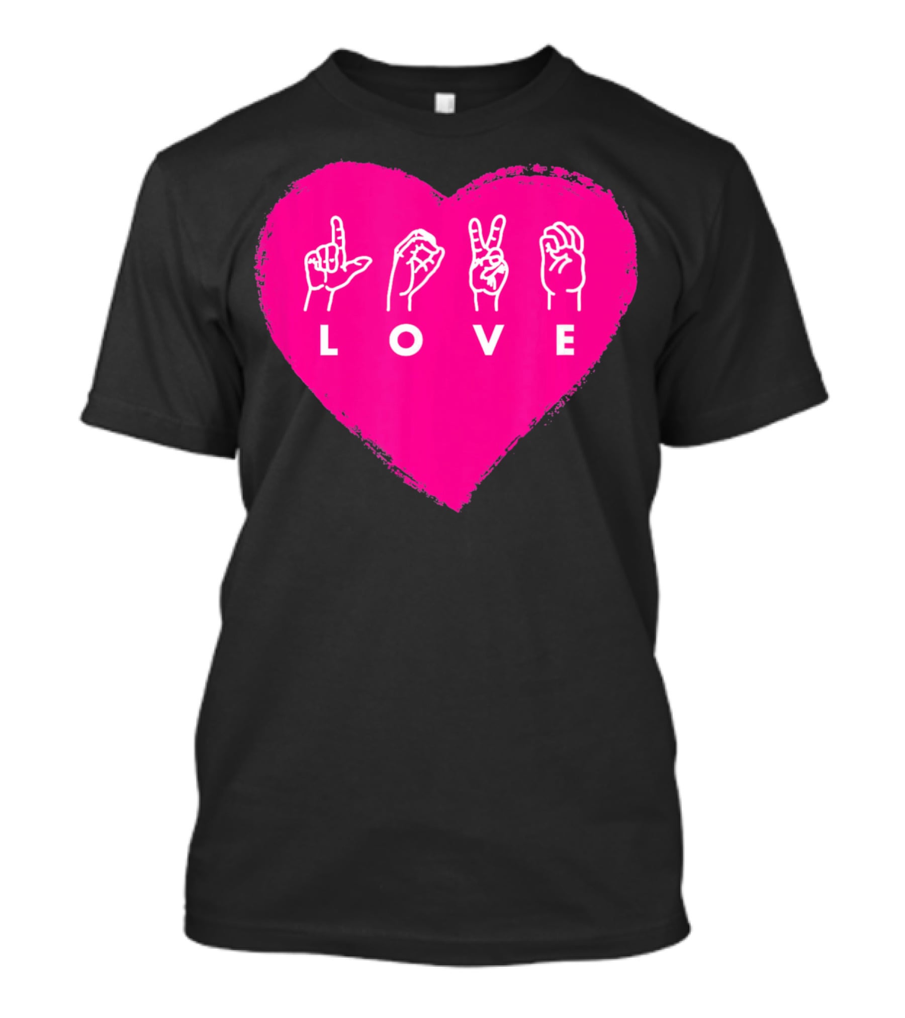 Love Sign Language Pink Valentine's Day Heart T-Shirt