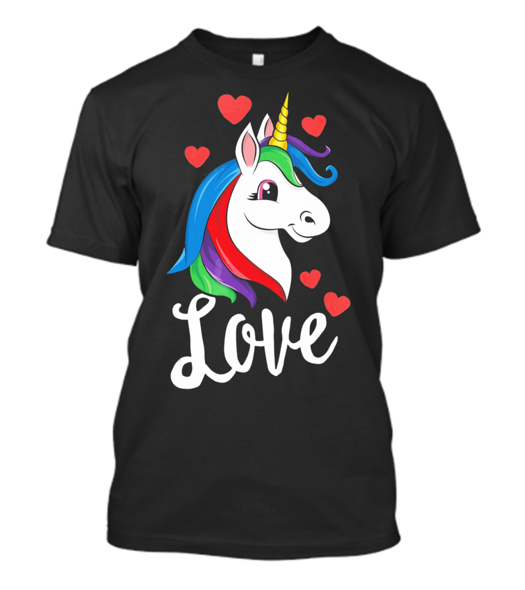 Love Unicorn With Hearts Valentines Day T-Shirt