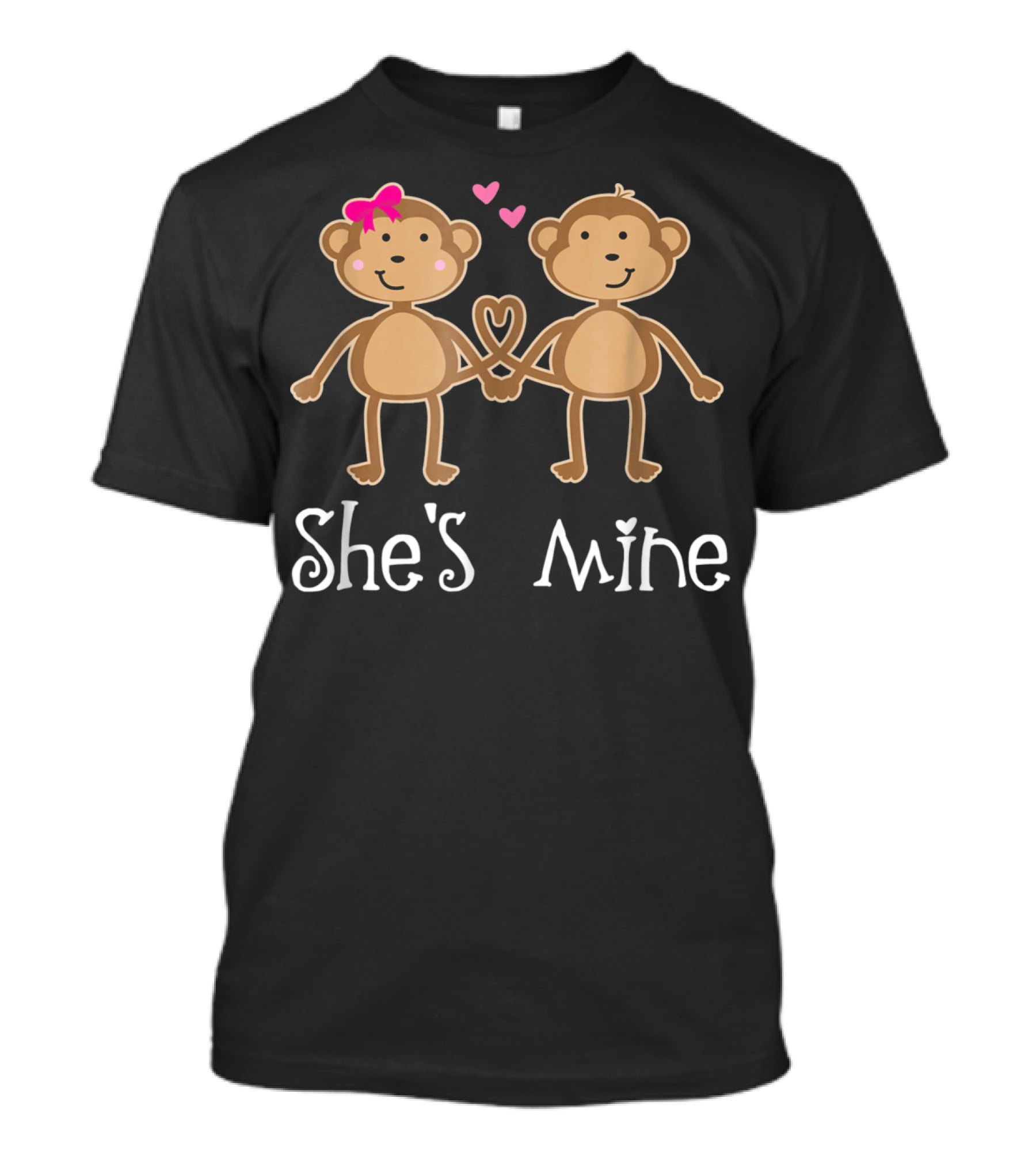 She's Mine Valentine's Day Matching Monkey Couples T-Shirt