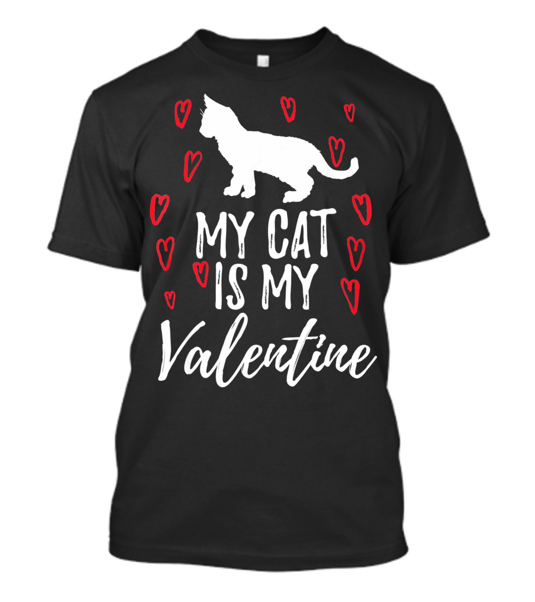 My Cat Is My Valentine Hearts T-Shirt