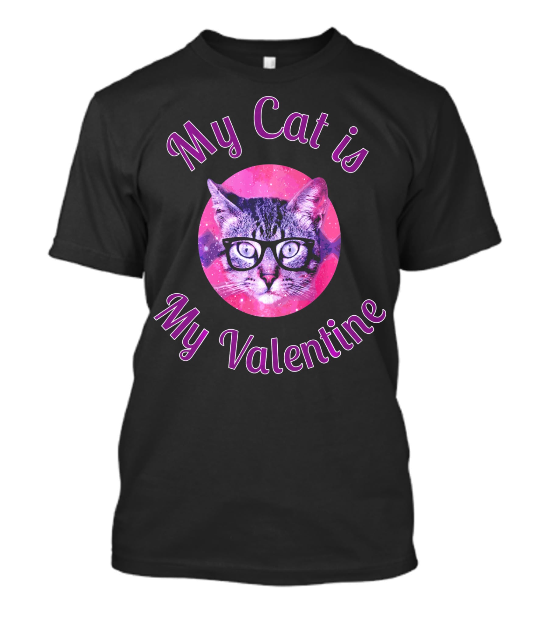 My Cat Is My Valentine Cat Lover Galaxy Glasses T-Shirt