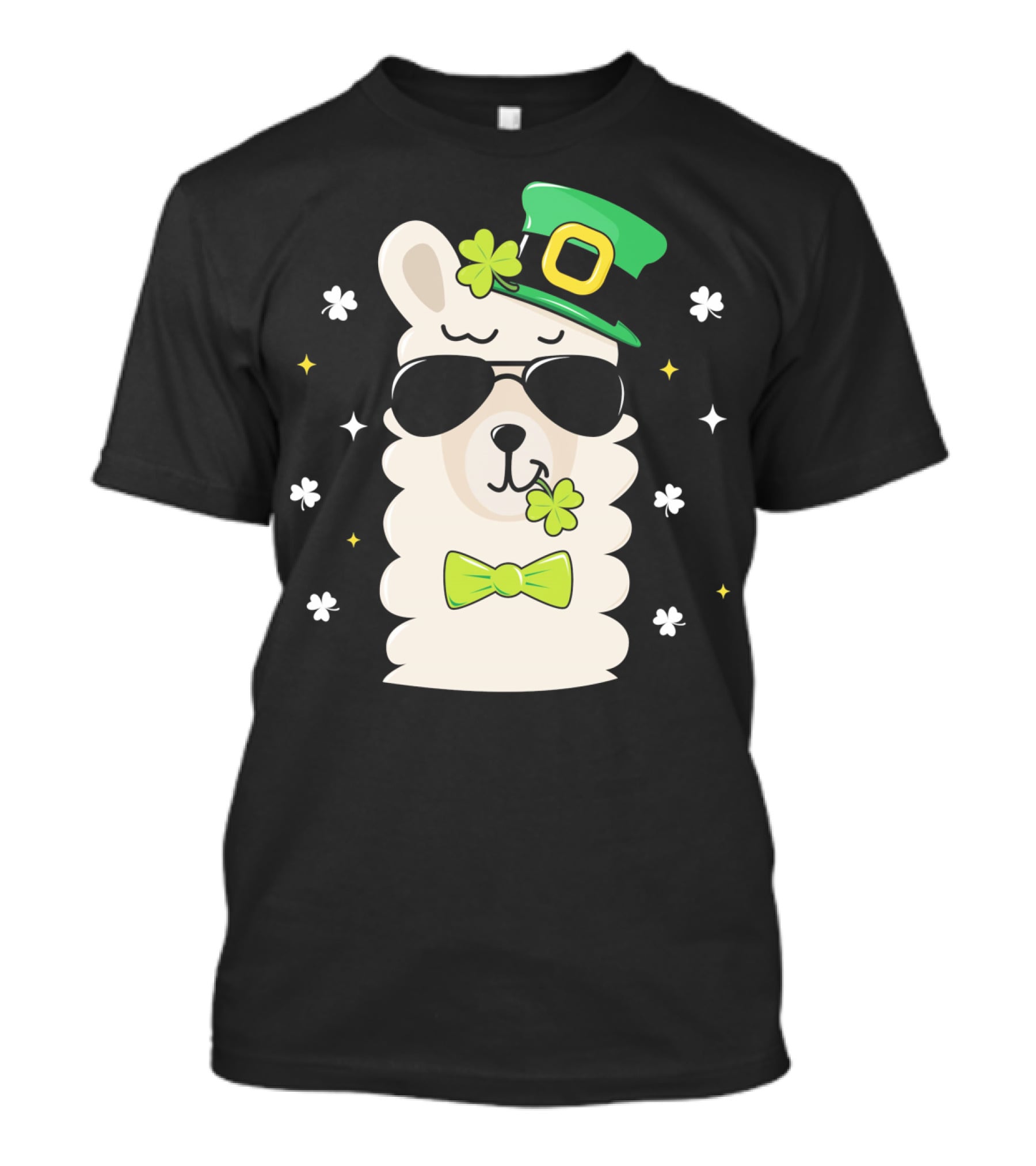 Llama Leprechaun Kids St Patricks Day Clover Hat Sunglasses Bow Tie T-Shirt