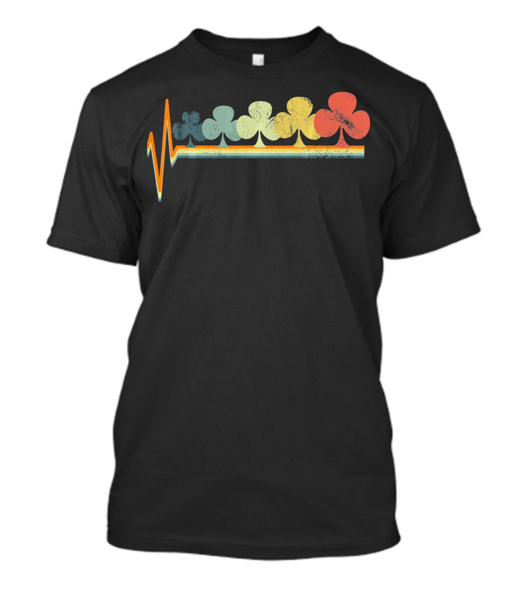 Poker Clover Clubs Hold Retro Heartbeat Vibes T-Shirt