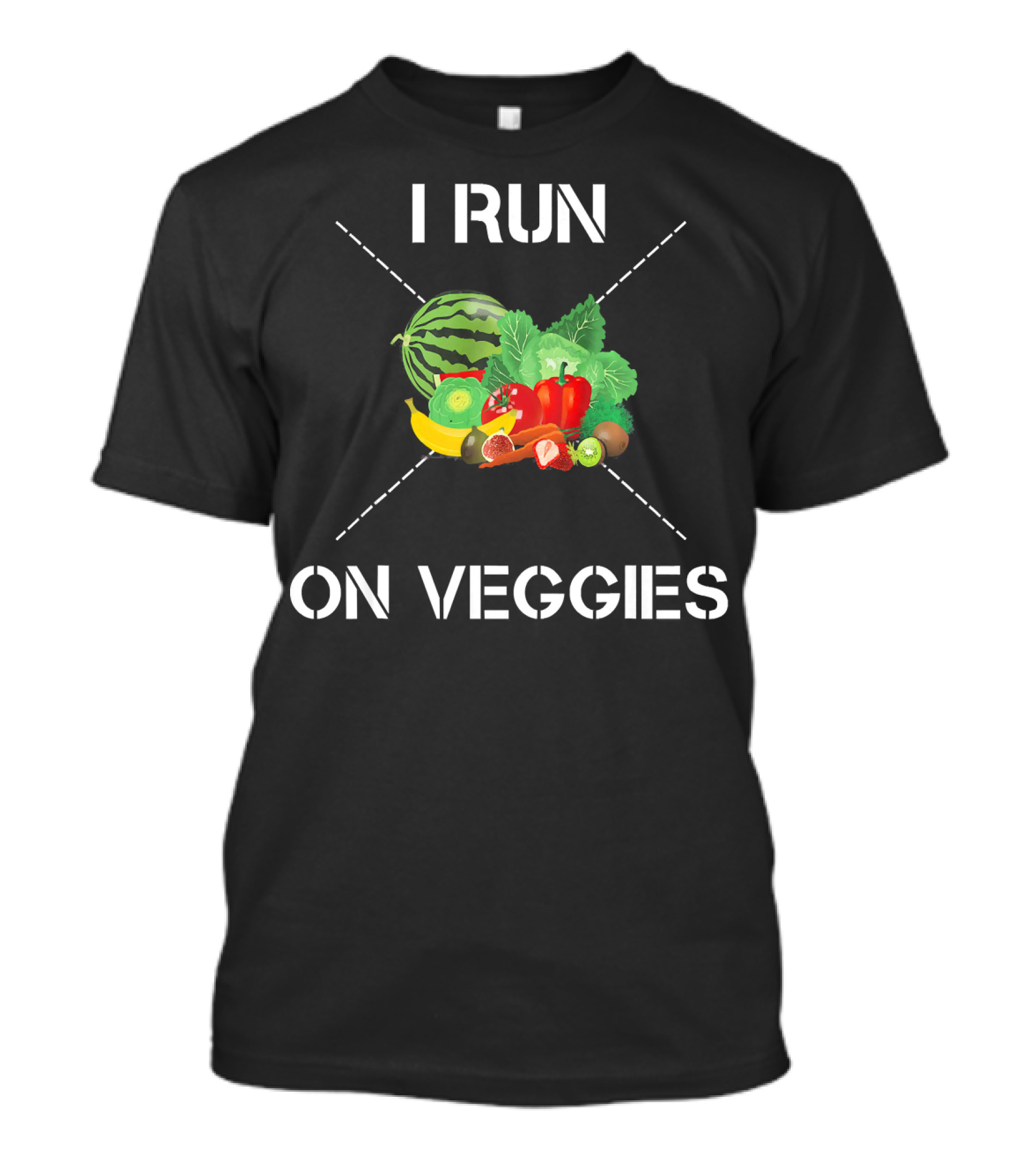 I Run On Veggies Vegetarian Veggies Watermelon Salad Fresh Healthy Diet T-Shirt