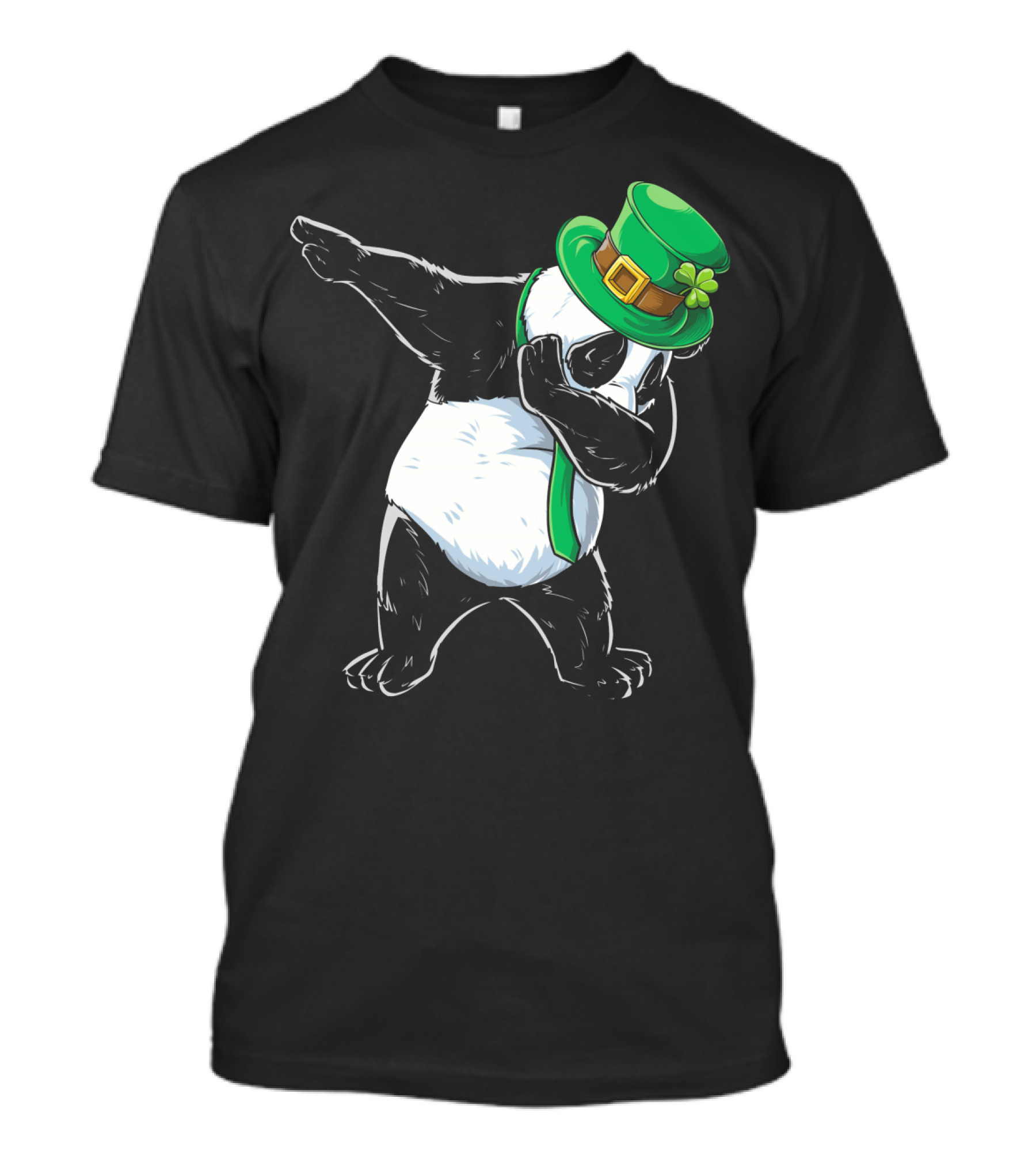 Dabbing Panda St Patricks Day Hat And Green Scarf T-Shirt
