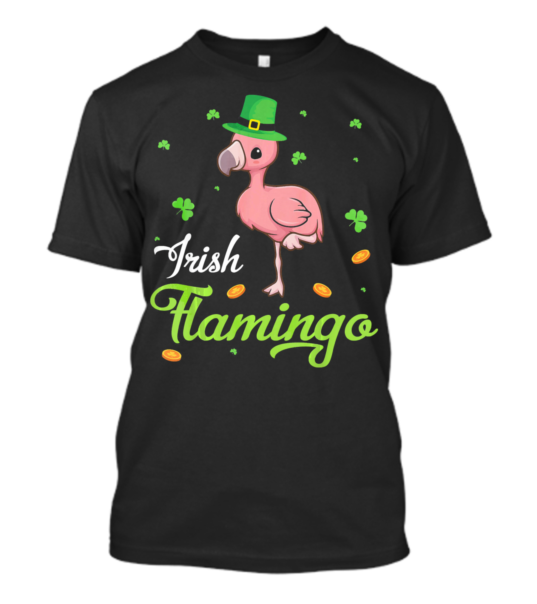 Irish Flamingo Leprechaun Shamrock Dance Coins T-Shirt