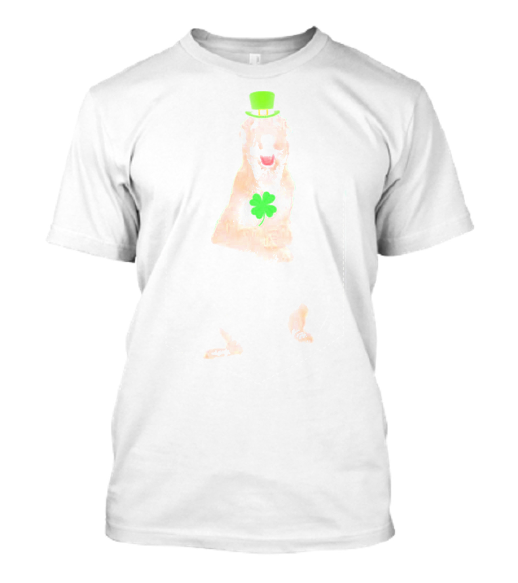 Irish Wolfhound In Pocket With Green Hat And Shamrock T-Shirt