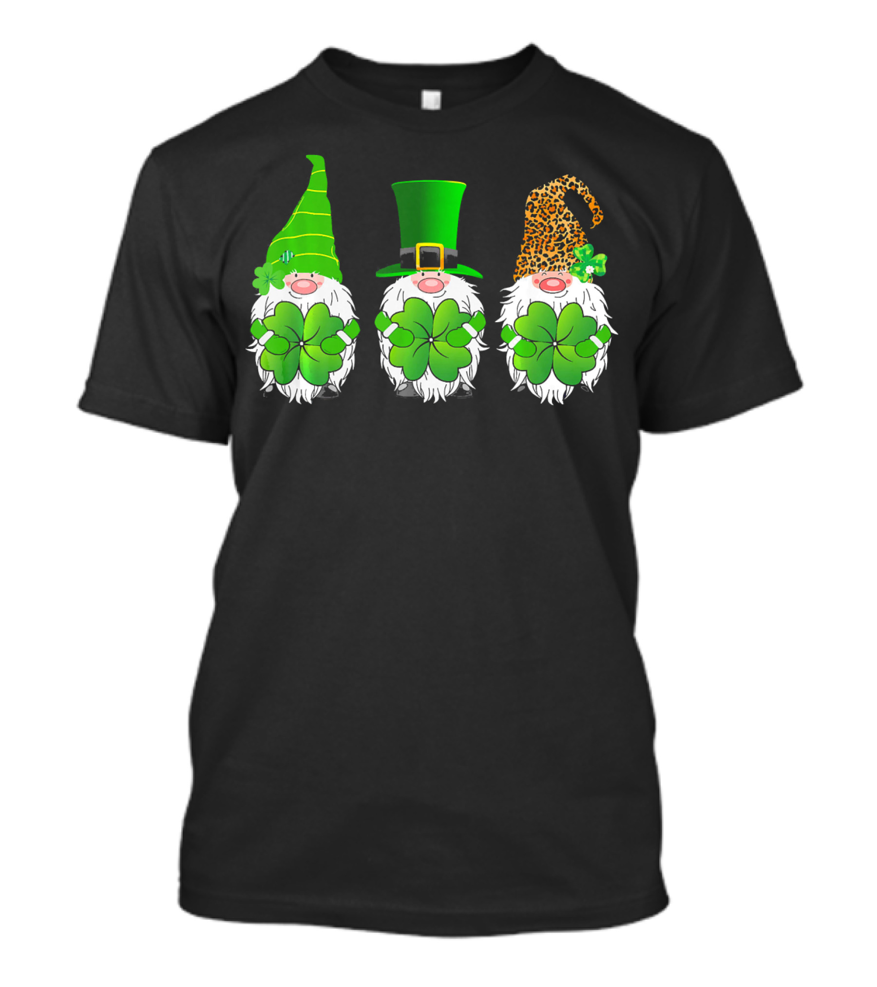 Gnomes Shamrock Leprechaun Green Leopard Saint Patrick's Day T-Shirt
