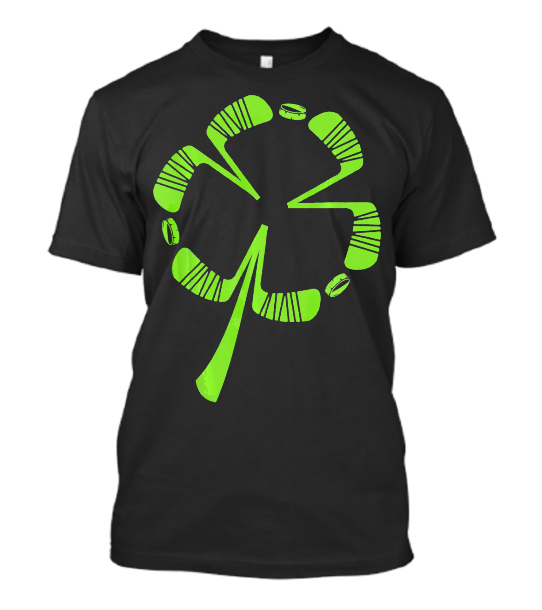 Ice Hockey Shamrock Saint Patrick's Day Hat Stick Puck Clover T-Shirt