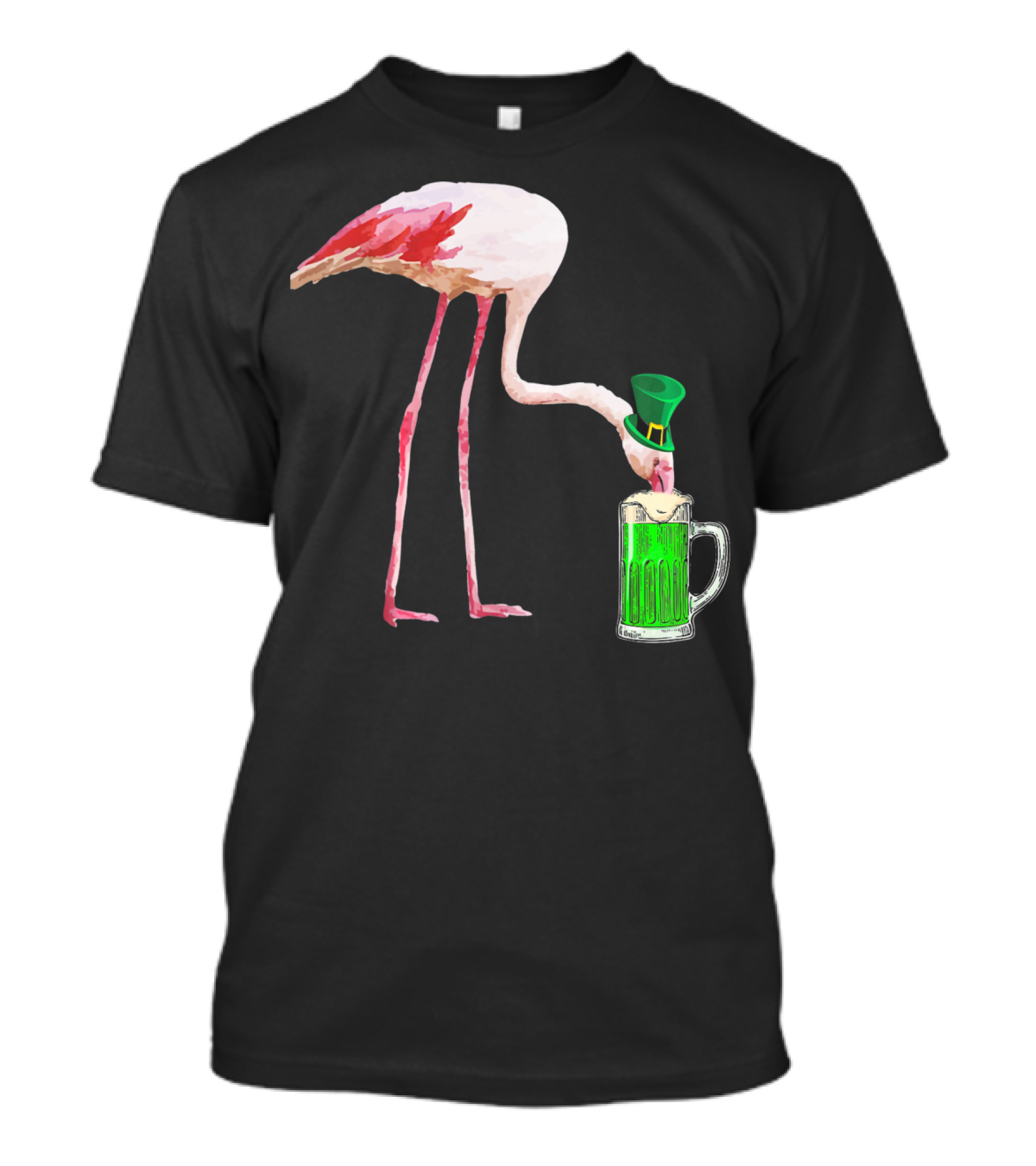 Irish Flamingo Drinking Green Beer T-Shirt