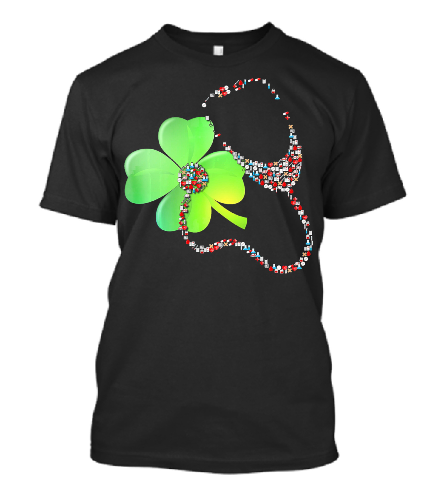 Shamrock Saint Patrick's Day Nurse Stethoscope Emoji Icons T-Shirt