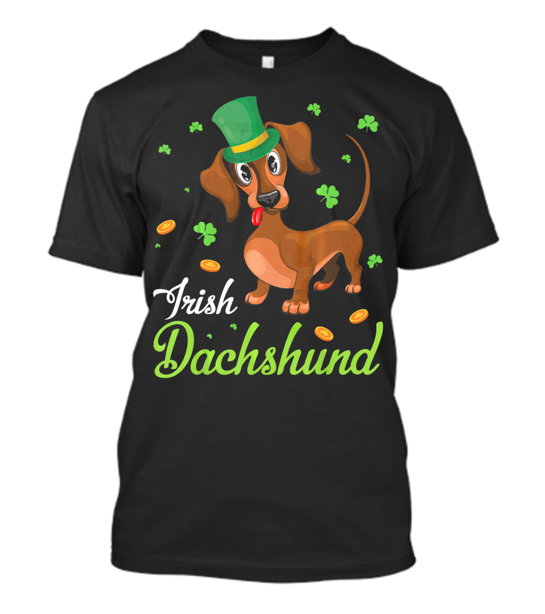 Irish Dachshund With Shamrocks And Coins T-Shirt