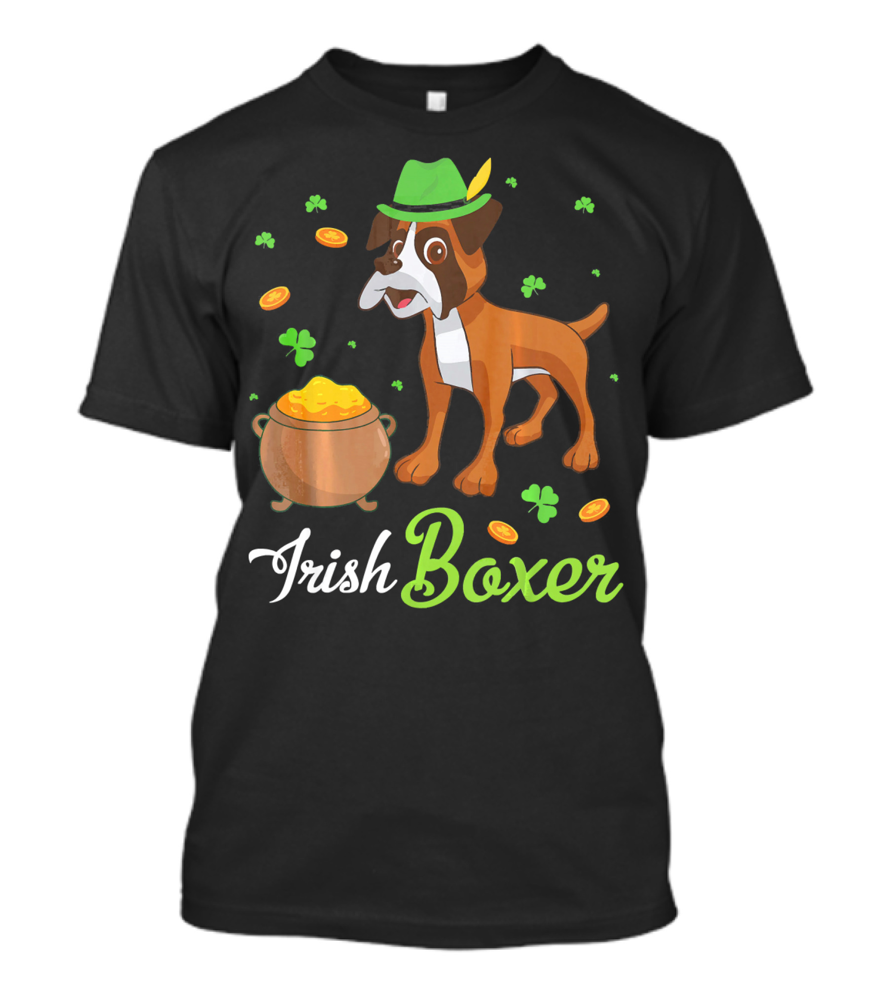 Irish Boxer Leprechaun Coins Shamrocks T-Shirt