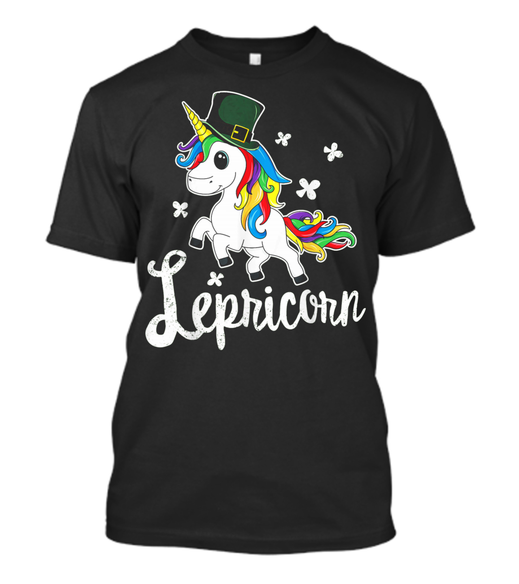 Lepricorn St Patricks Day Unicorn With Rainbow Mane And Leprechaun Hat T-Shirt